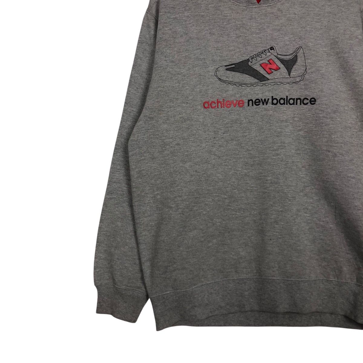 Japanese Brand 📌Vintage Sweatshirt Rich Grey New Balance Big Logo Size US L / EU 52-54 / 3 - 5 Thumbnail