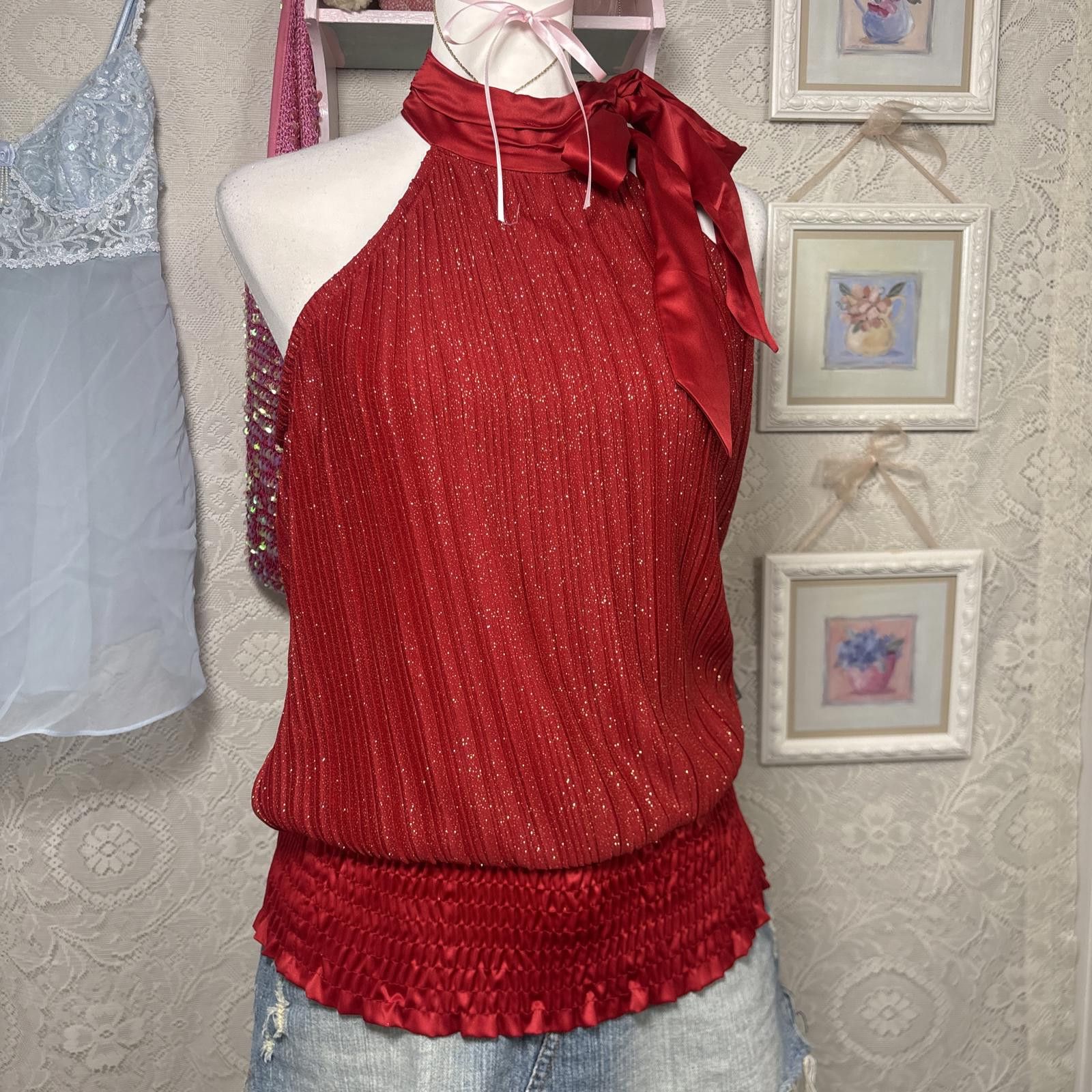 XOXO y2k XOXO red shimmery halter top Size S / US 4 / IT 40 - 2 Thumbnail