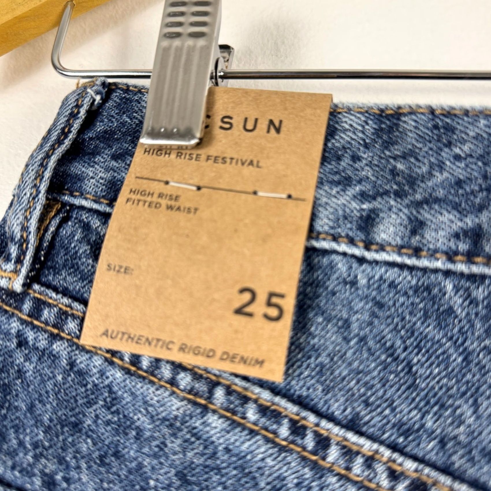 Pacsun PacSun High Rise Festival Denim Shorts Size 25 Dark Indigo Button Pocket Women 90s Size 42" / US 20 - 5 Thumbnail