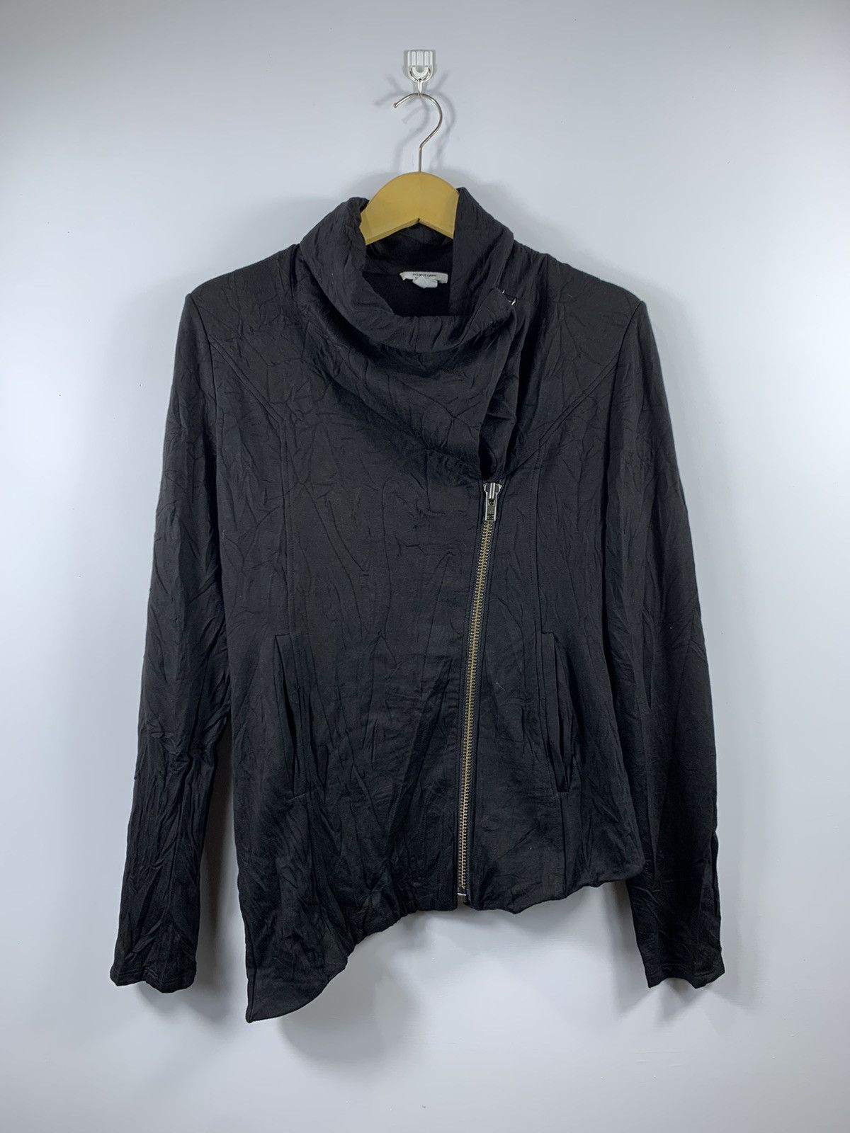 image of Helmut Lang Asymmetrical Zip Up in Black, Men's (Size Small)