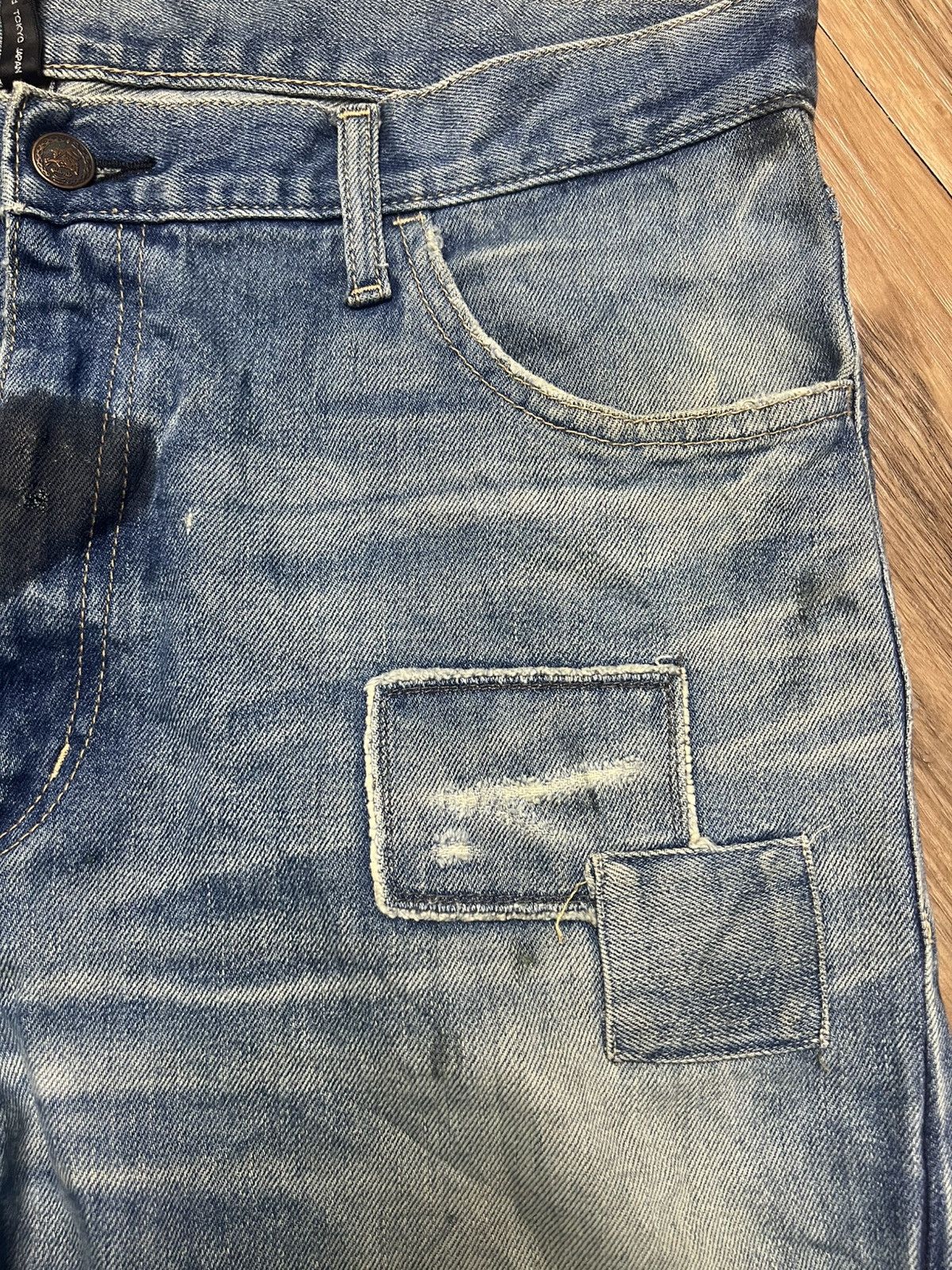 Hysteric Glamour Glamb Tokyo Japan Biker Distressed Patchwork Denim Jeans(42) Size US 35 - 8 Thumbnail
