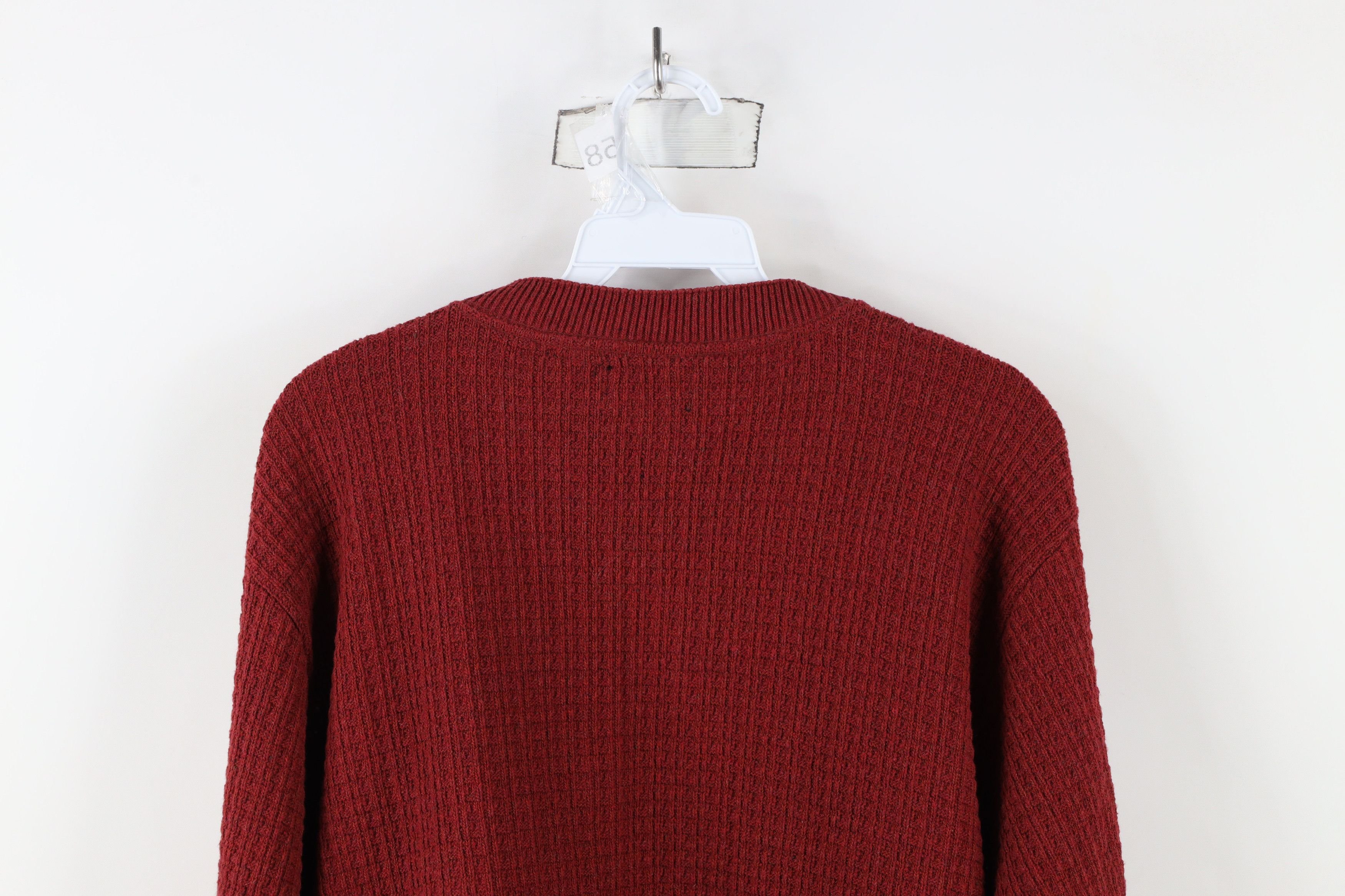 Vintage Vintage 90s Streetwear Blank Thermal Knit Henley Sweater Red Size US L / EU 52-54 / 3 - 10 Thumbnail