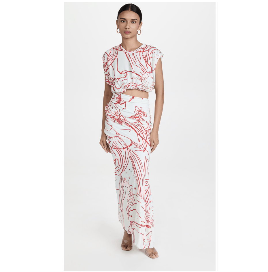image of NWT Christopher Esber - Sculpted Twisted Tank Dress in Odyssey Print In Ice/Red, Women's (Size Medi