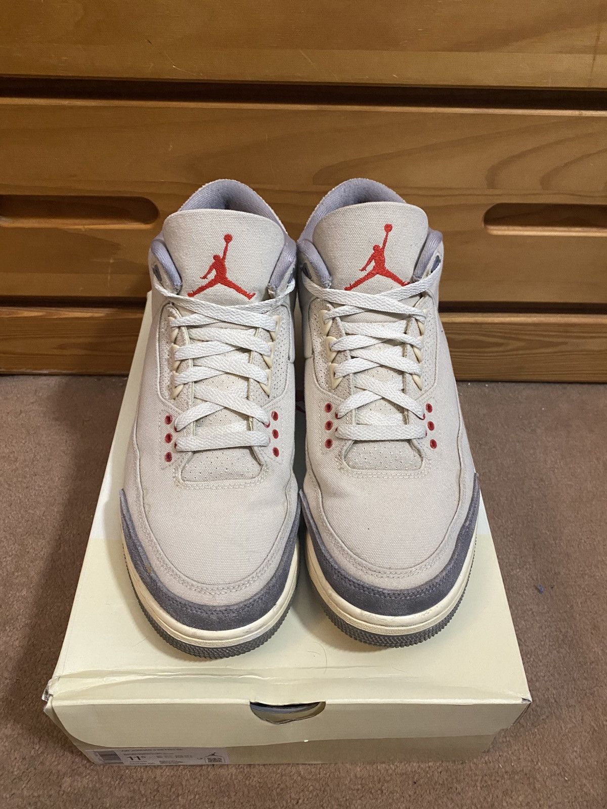 Jordan Brand Air Jordan Retro 3 Muslin Size 11.5 Size US 11.5 / EU 44-45 - 4 Thumbnail