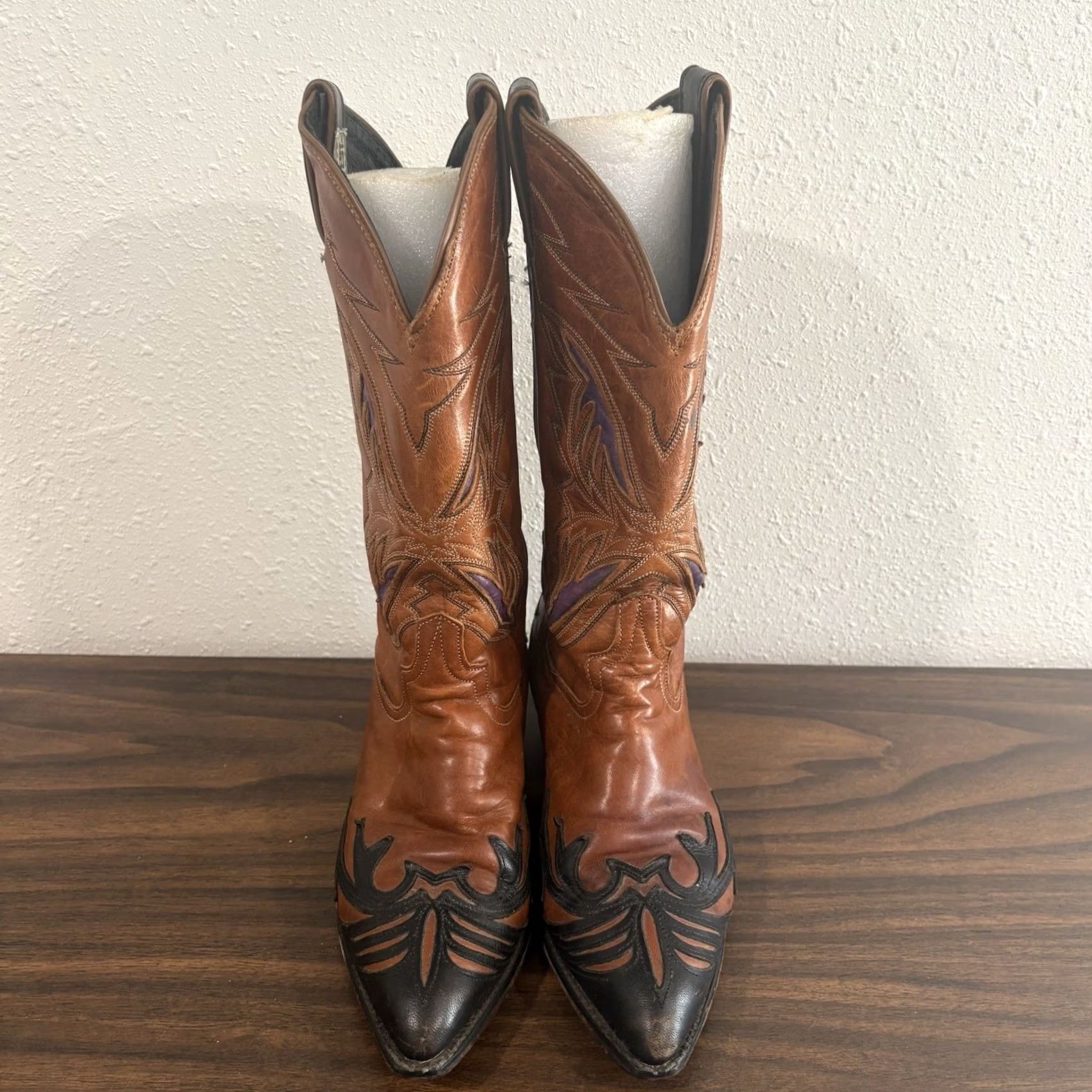 Vintage VINTAGE Code West Boots Womens 6M Cognac Purple Leather Cowboy Wingtip Size US 6 / IT 36 - 2 Thumbnail