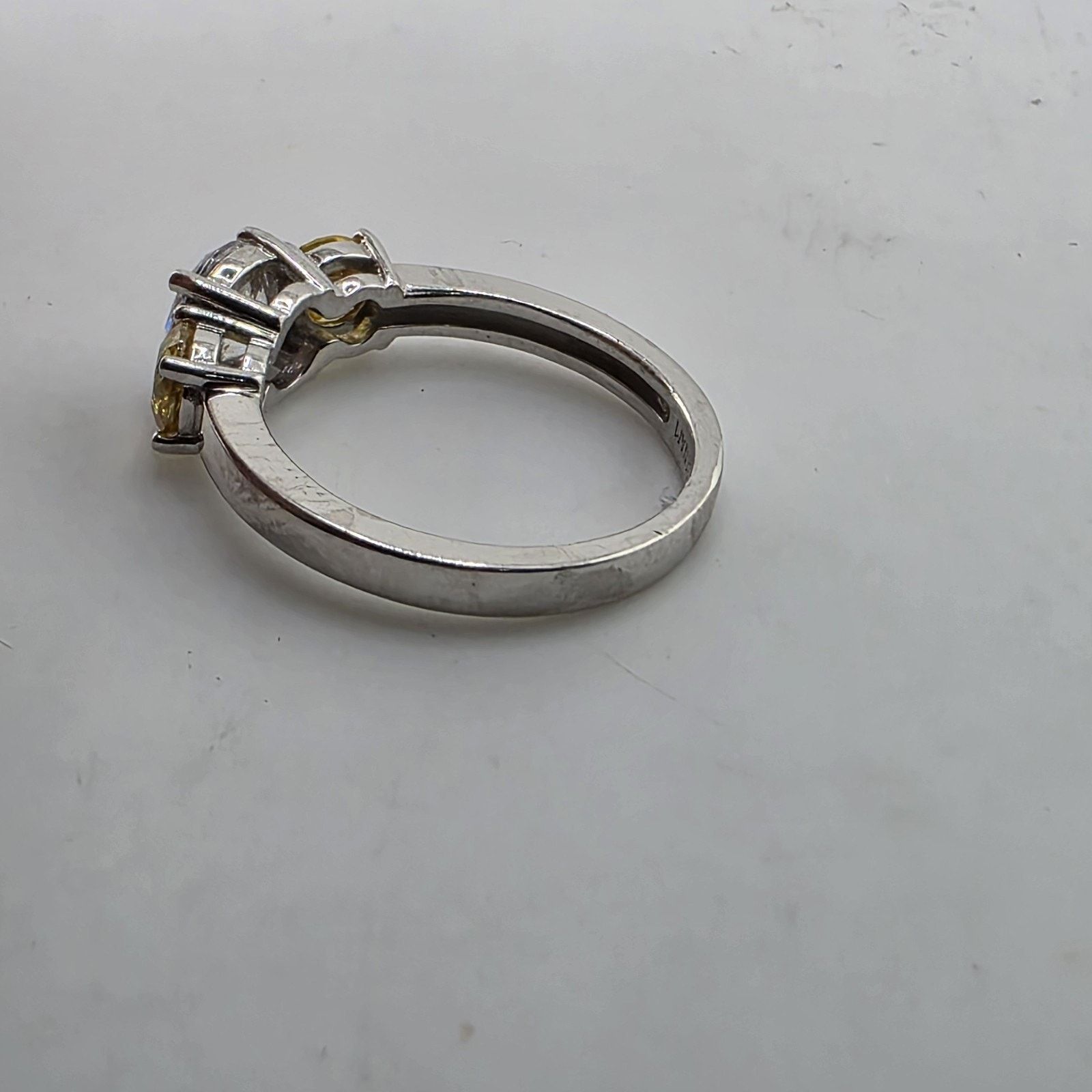 Other 925 Sterling Silver CZ Three Stone Ring 8.75 Clear Yellow Size ONE SIZE - 7 Thumbnail