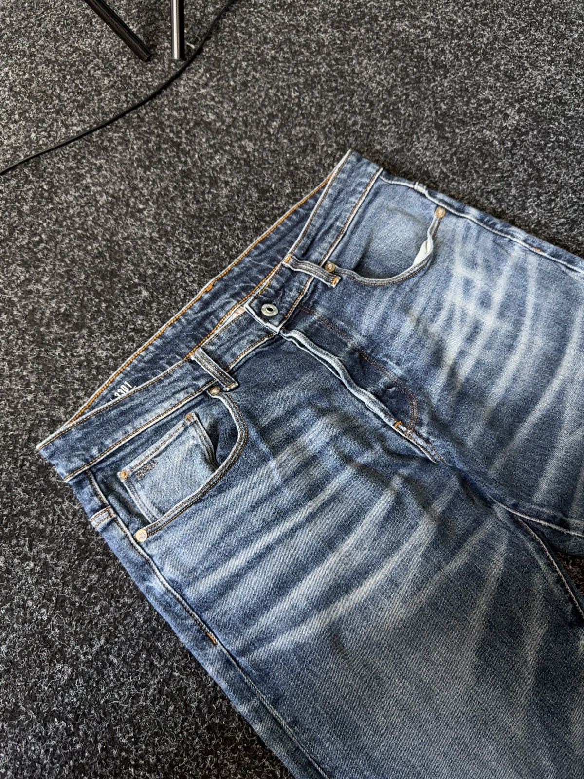 G-Star Retro Y2K 90s G-Star RAW 3301 Straight Faded Denim Jeans Size US 34 / EU 50 - 7 Thumbnail