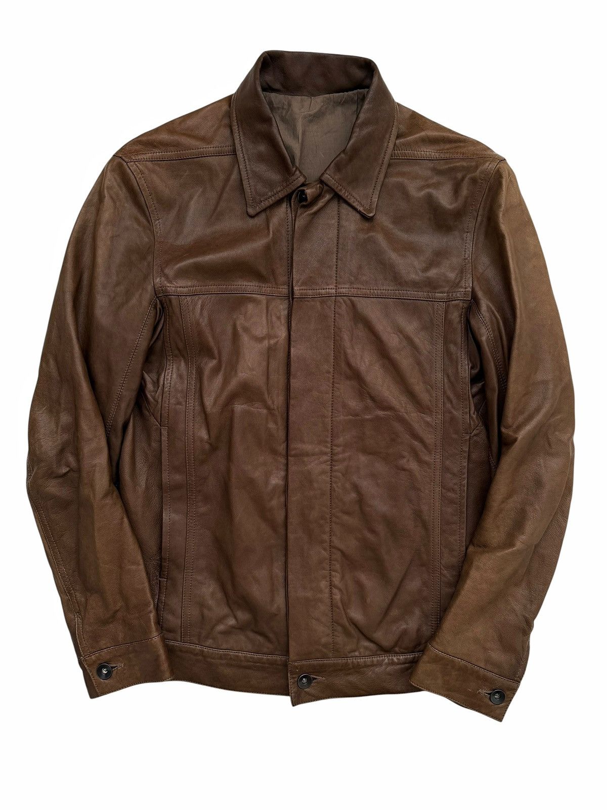 Rick Owens DNA Dust Olmar Mitra Era Trucker Leather Lamb Jacket Size US M / EU 48-50 / 2 - 1 Thumbnail