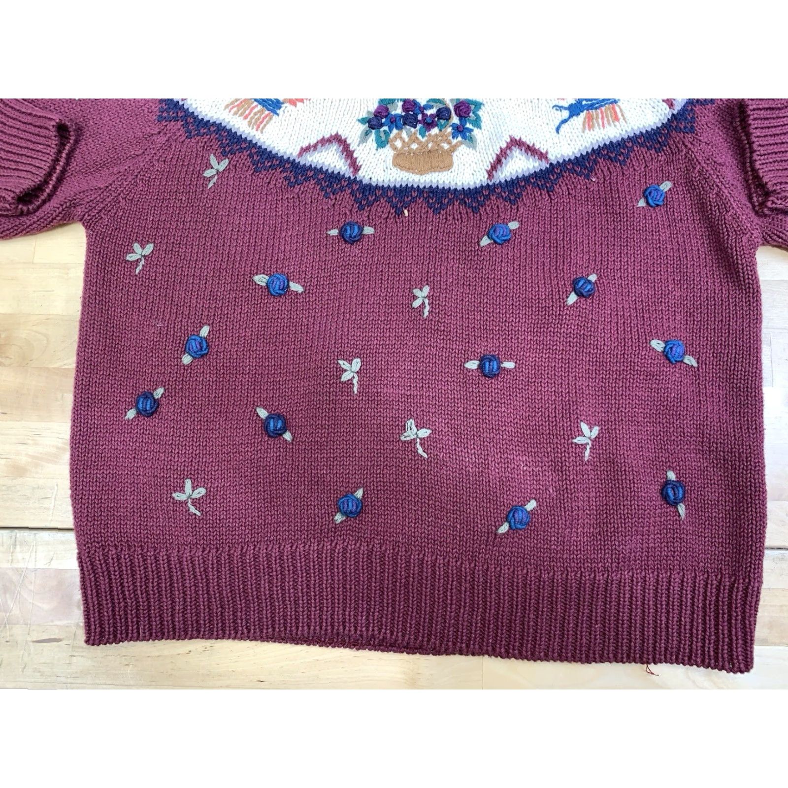 Van Heusen VINTAGE Van Heusen Sweater Womens L Pullover Crew Neck Red Ramie Knit 90s Floral Size L / US 10 / IT 46 - 5 Thumbnail