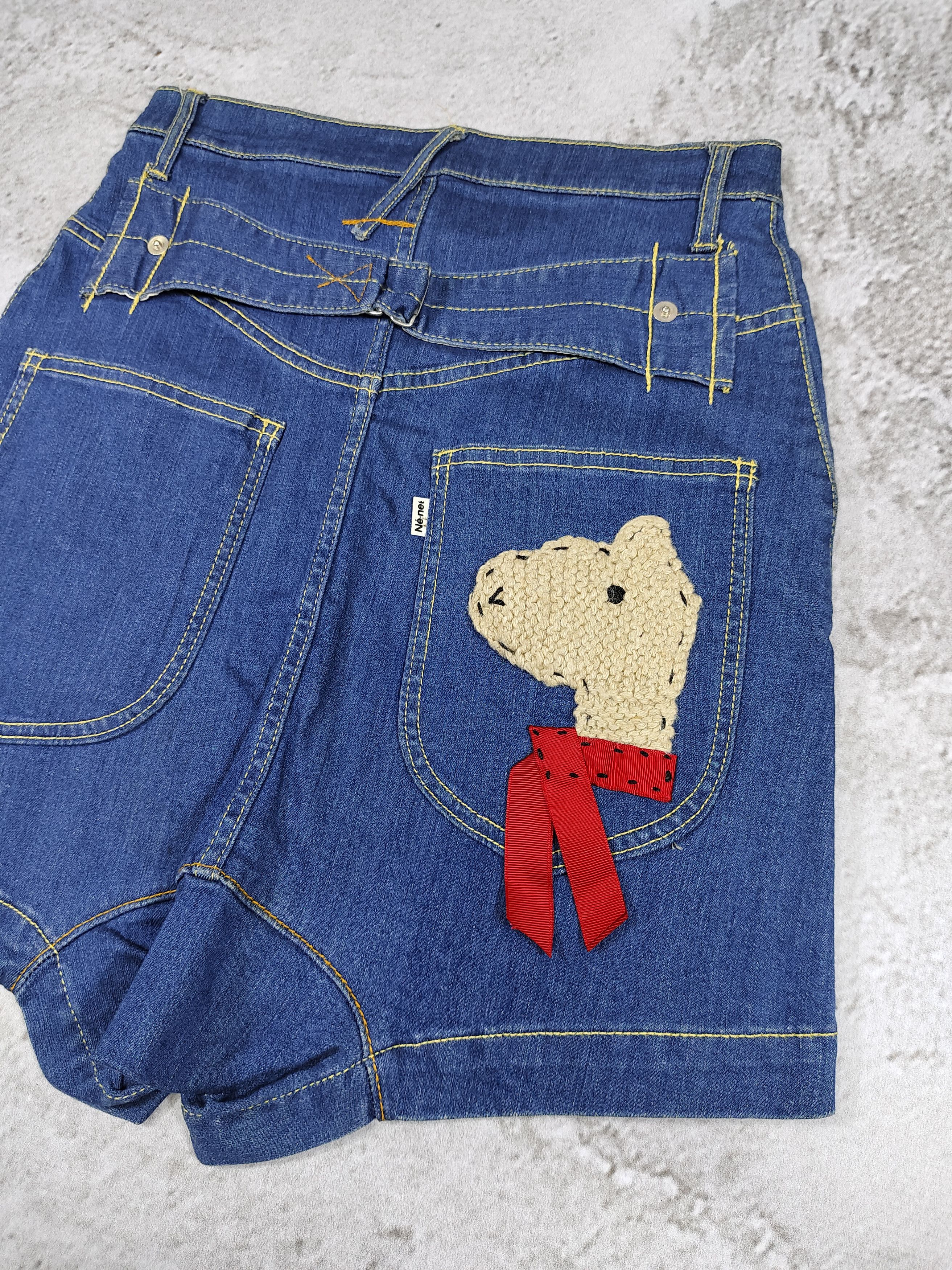 Ne-Net 00s Ne-Net- Bear Loop Embroidery Pocket Denim Short Size 29" - 2 Thumbnail