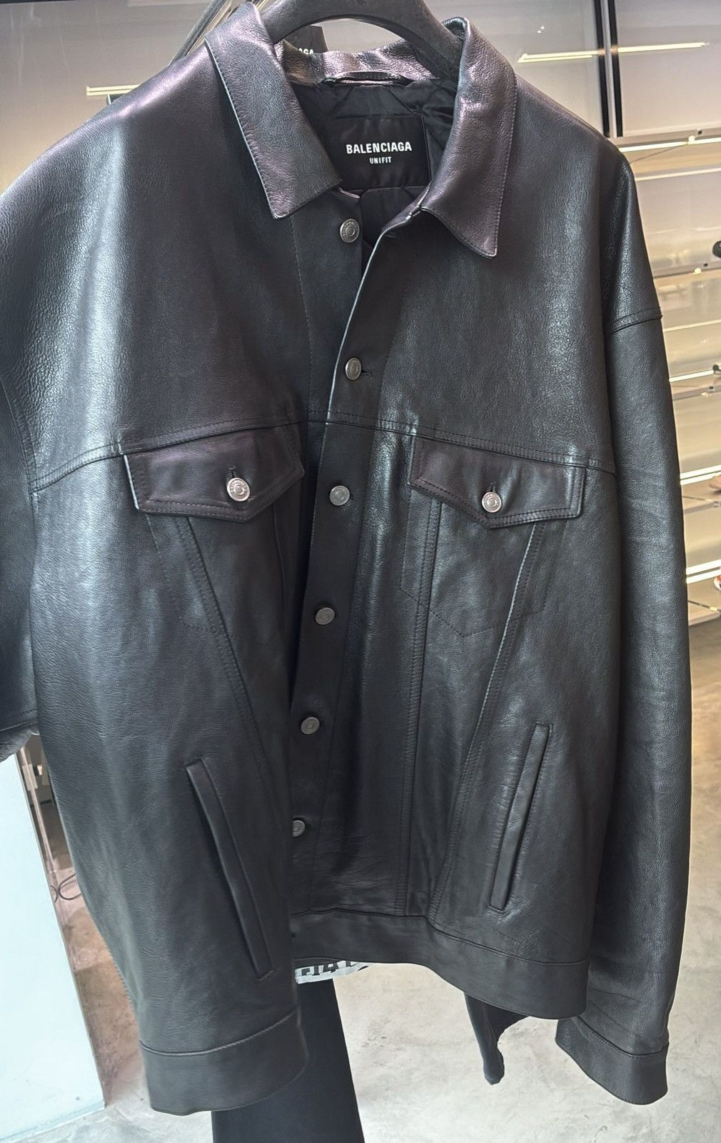 Balenciaga Balenciaga Oversized Leather Trucker Jacket Size US M / EU 48-50 / 2 - 2 Thumbnail
