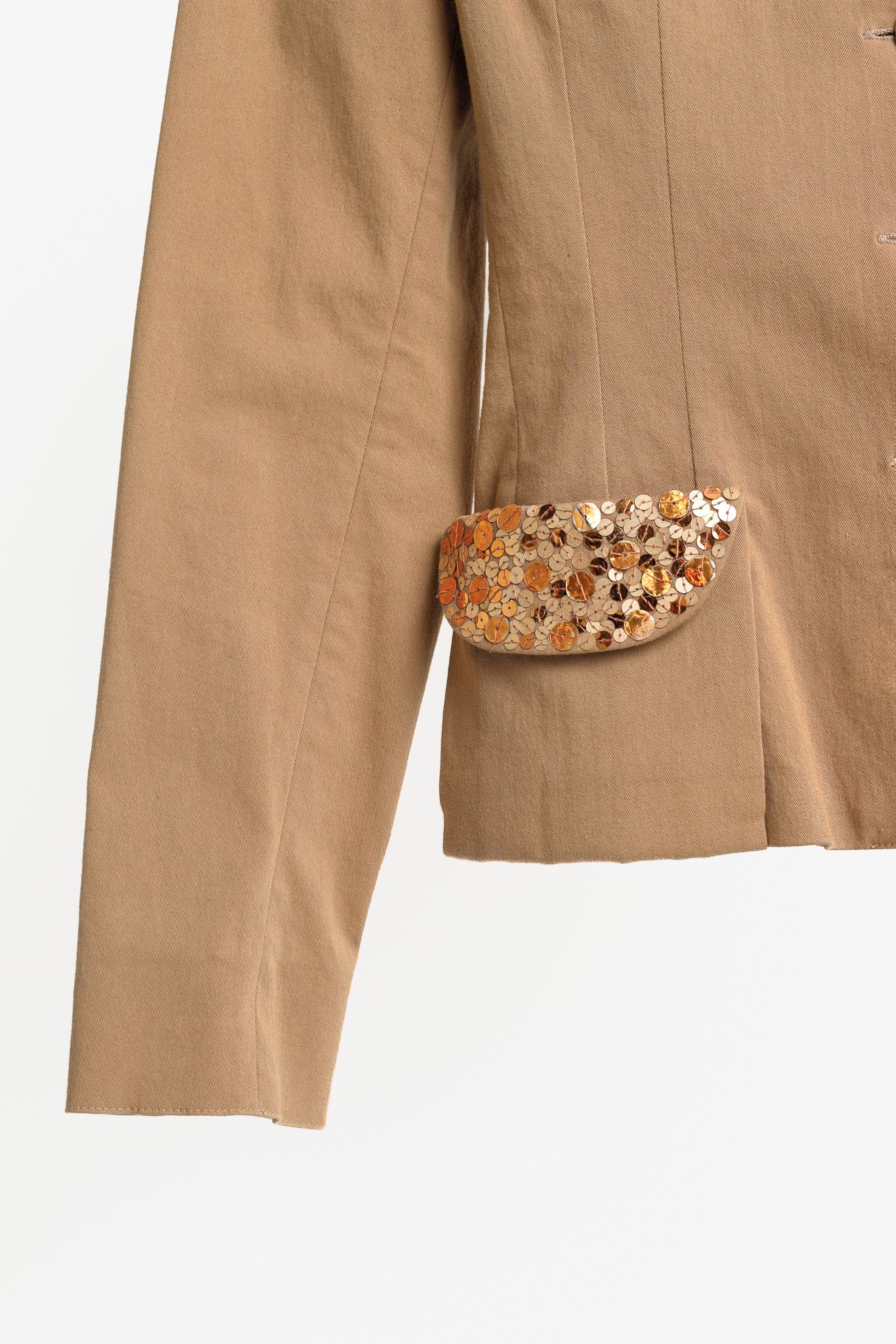 Blumarine Blumarine Tan Cotton Sequined Blazer Size S / US 4 / IT 40 - 6 Thumbnail