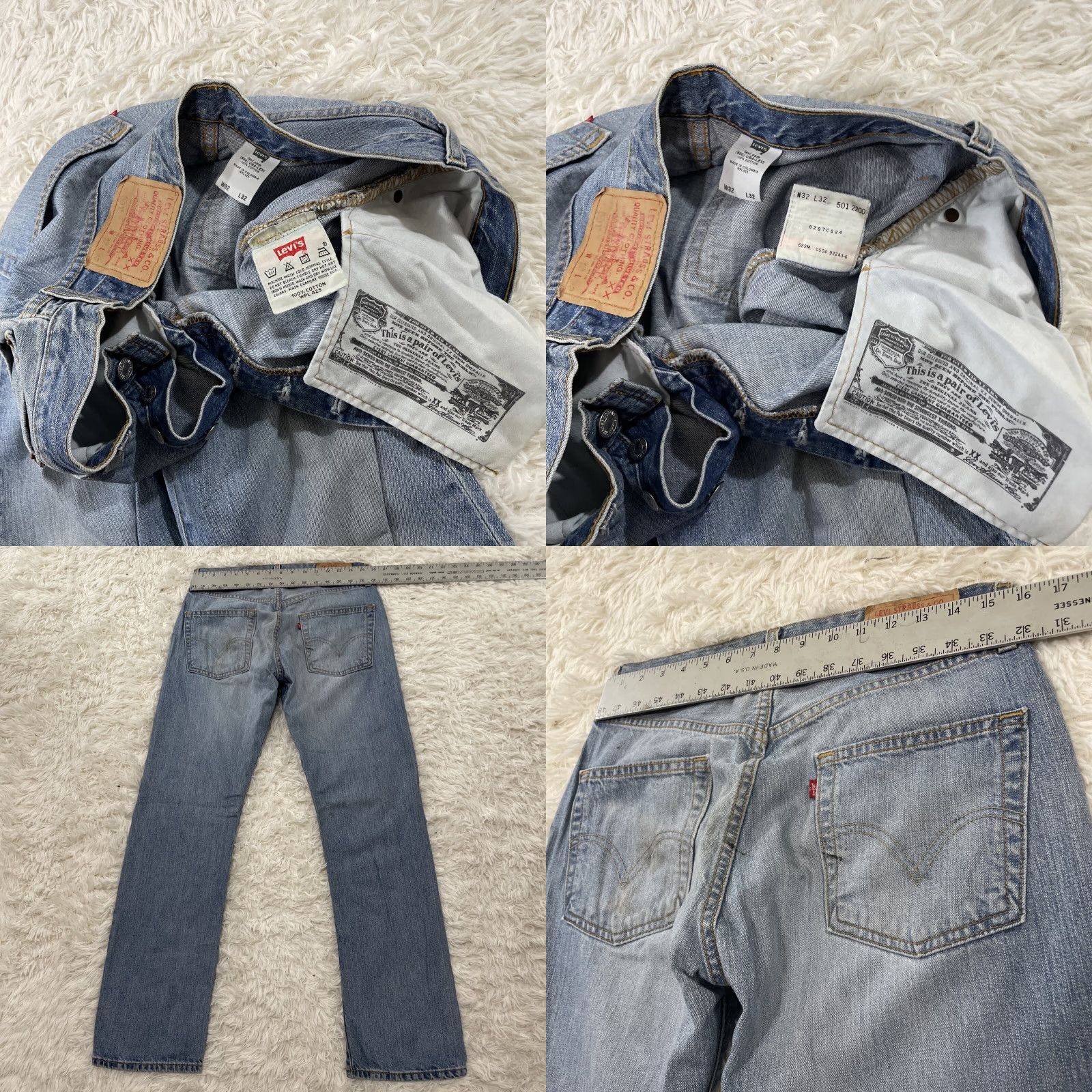 Levi's VINTAGE Levi's 501xx Jeans Men 32 Streetwear Paint Grunge Rivet Blue 30x32 Jeans Mens Blue 501xx Y2K Streetwear Distressed Button Fly Size US 32 / EU 48 - 8 Thumbnail