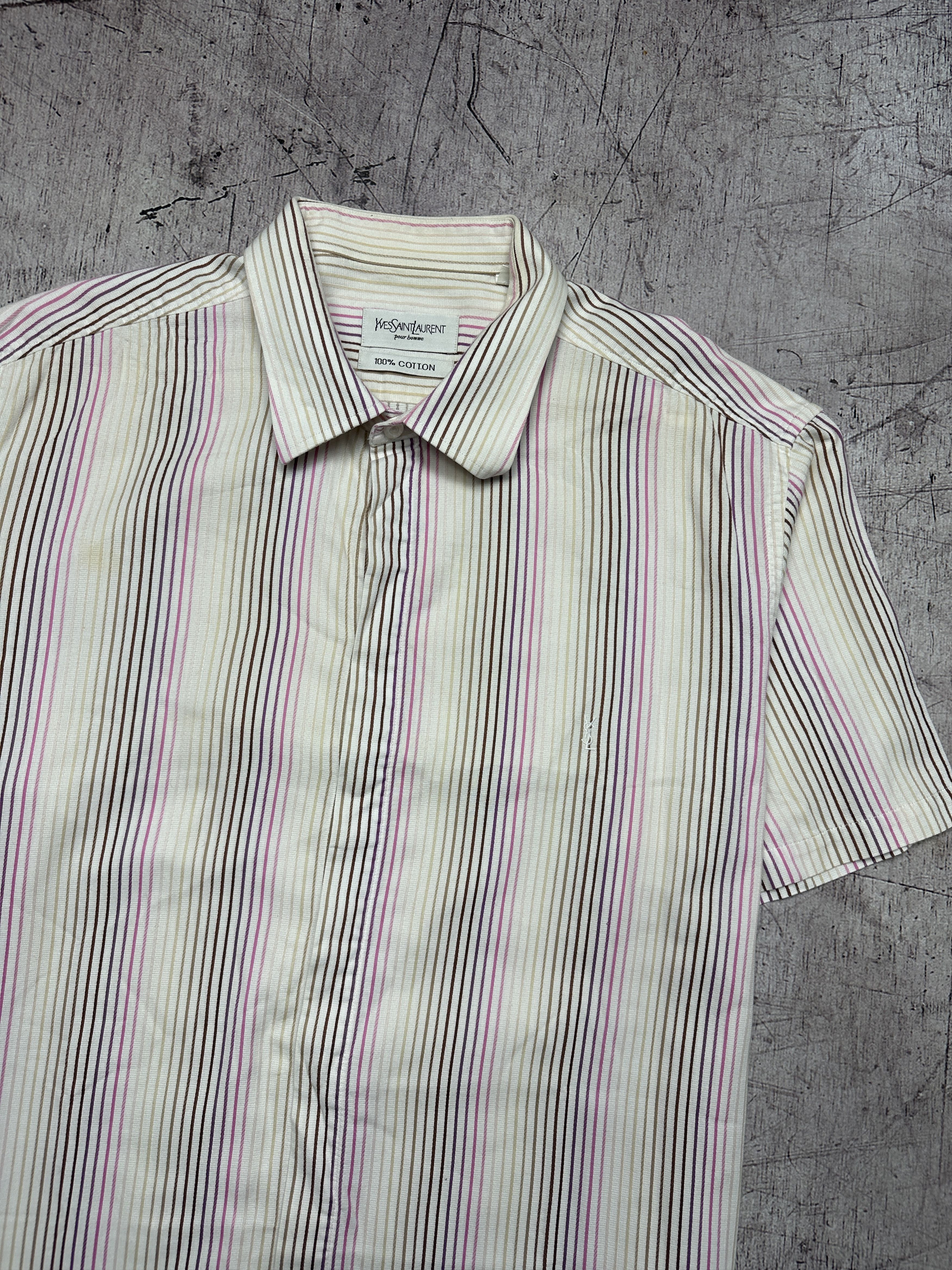Other Yves Saint Laurent YSL Mens Short Sleeve Striped Shirt Size US XL / EU 56 / 4 - 2 Thumbnail