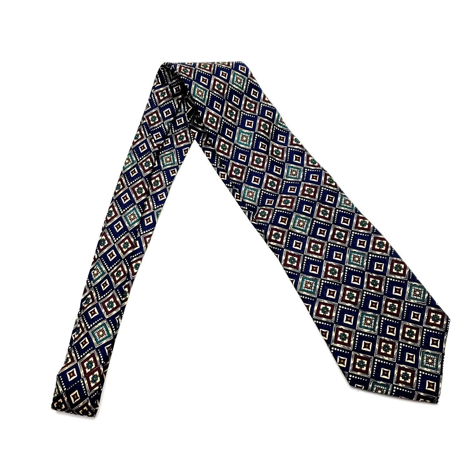 Vintage Preswick Moore Silk Tie Print Blue Geometric Short Wide Size ONE SIZE - 5 Thumbnail