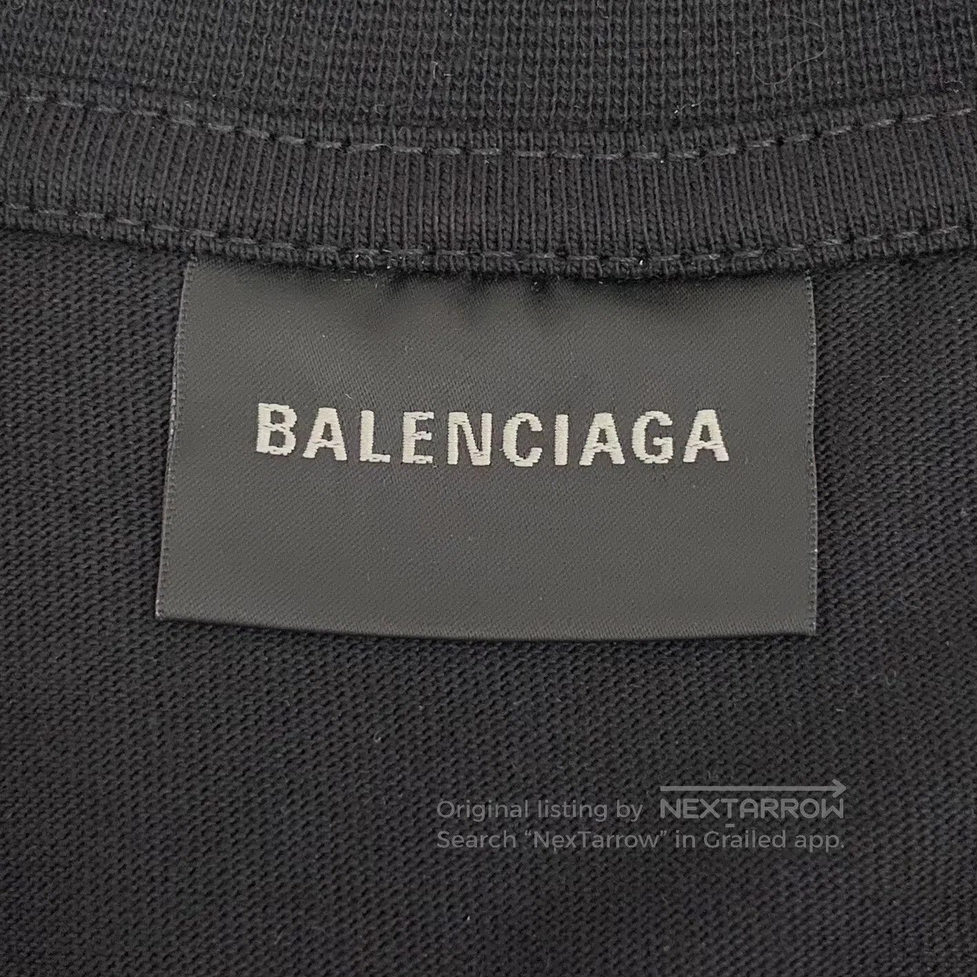 Balenciaga Balenciaga Black Logo Letter Embroidered Cotton Round Neck Size US XS / EU 42 / 0 - 5 Thumbnail
