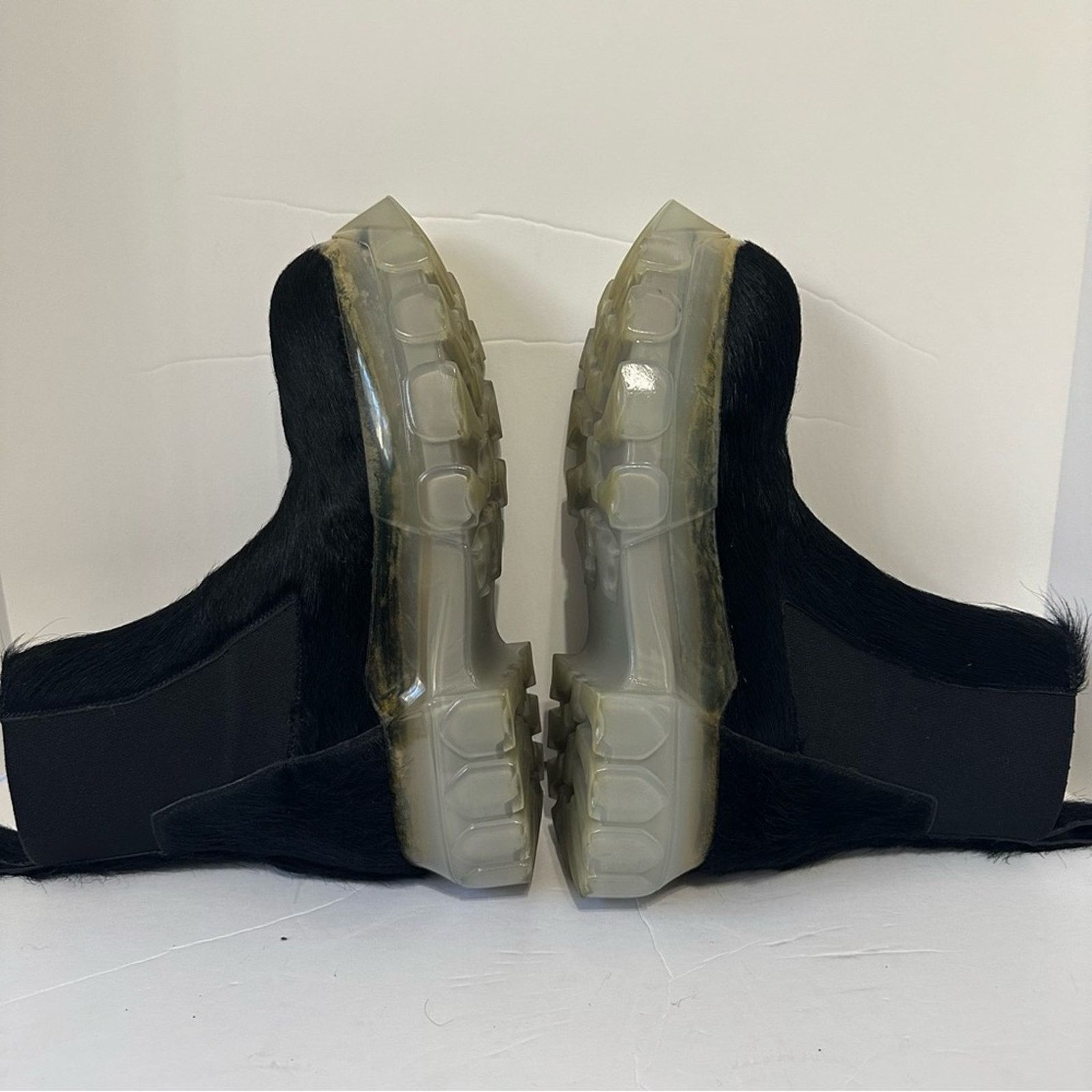Rick Owens RO Calf Hair Beetle Bozo Chelsea Boots IT 37 US 8 Black Size US 7 / IT 37 - 3 Thumbnail