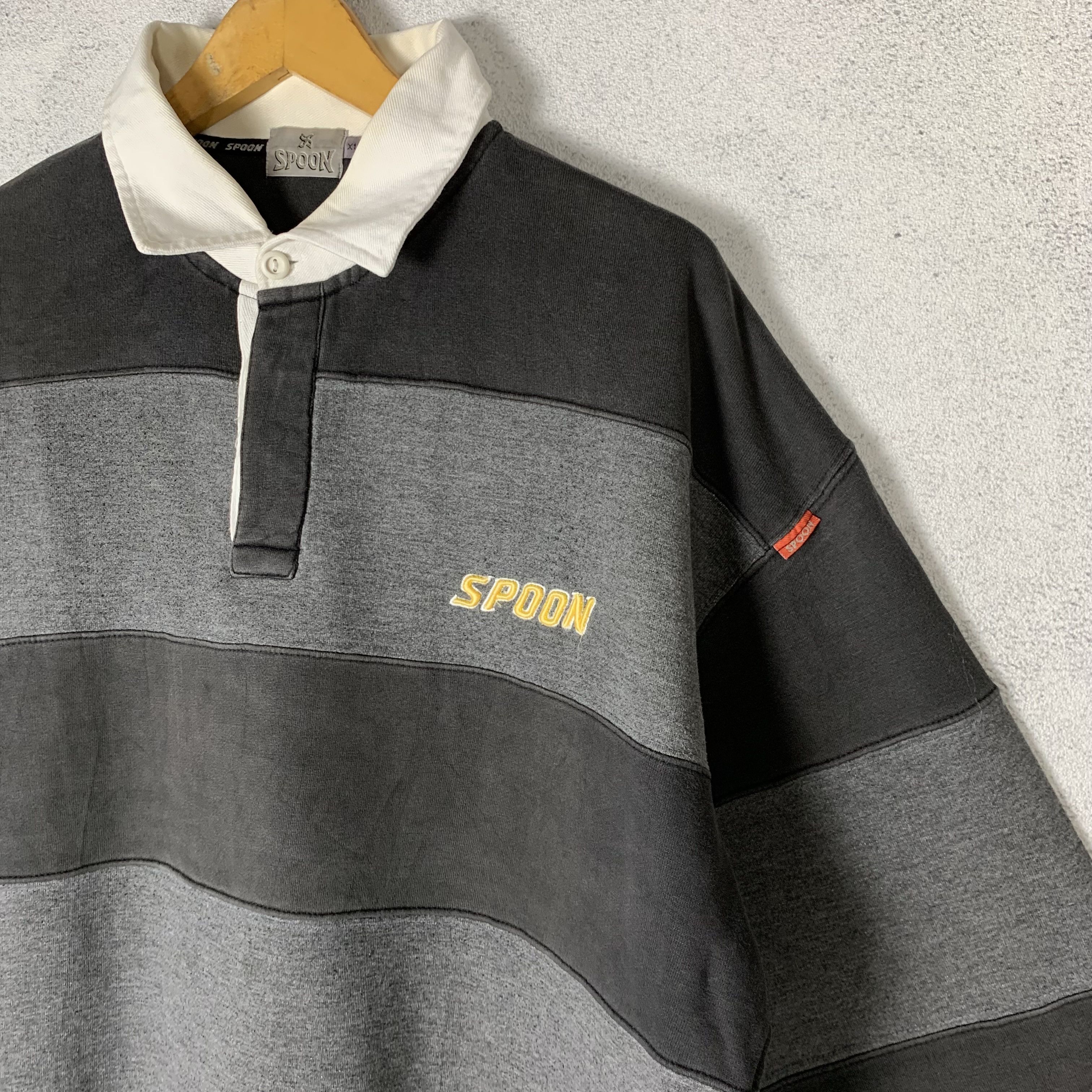 Japanese Brand Spoon Rugby Shirt Stripe Size US XL / EU 56 / 4 - 3 Thumbnail