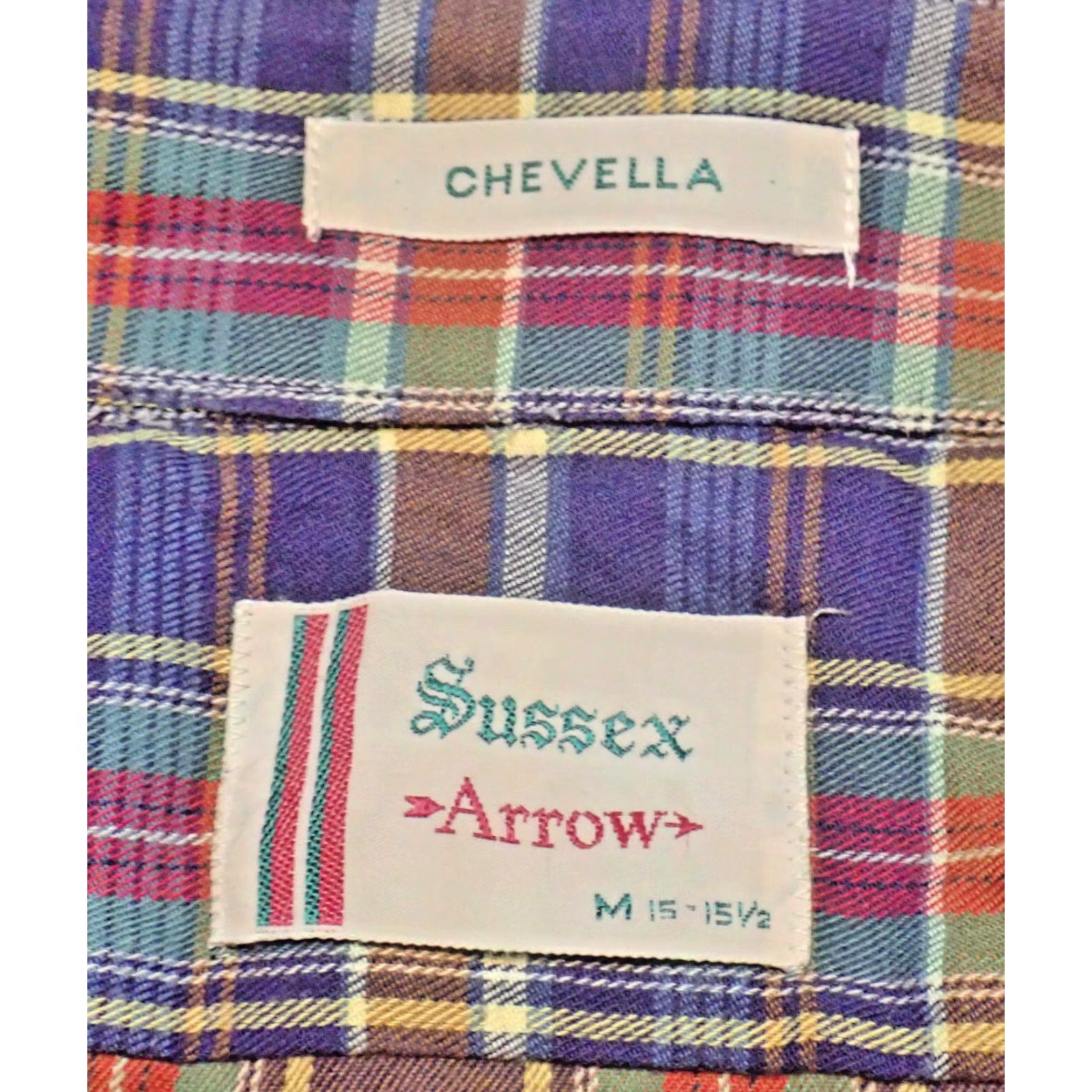 Arrow VINTAGE Arrow Mens Plaid Button Shirt Adult Medium Long Sleeve Cotton Navy Green Red 60s Retro Classic Casual Size US M / EU 48-50 / 2 - 3 Thumbnail