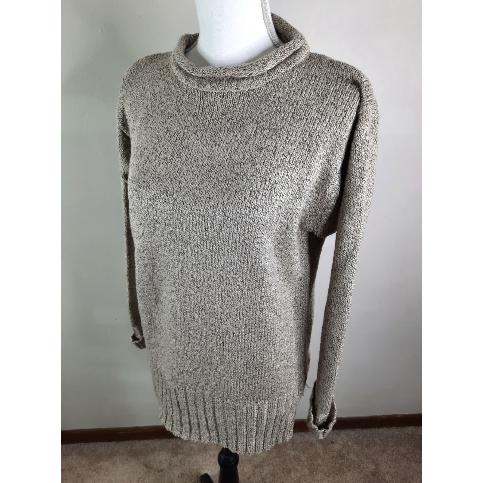 Vintage VINTAGE Carolyn Taylor Sweater Wool Acrylic Beige Mock Neck 1/4 Zip Womens Medium Front 4S3C Classic Size M / US 6-8 / IT 42-44 - 2 Thumbnail