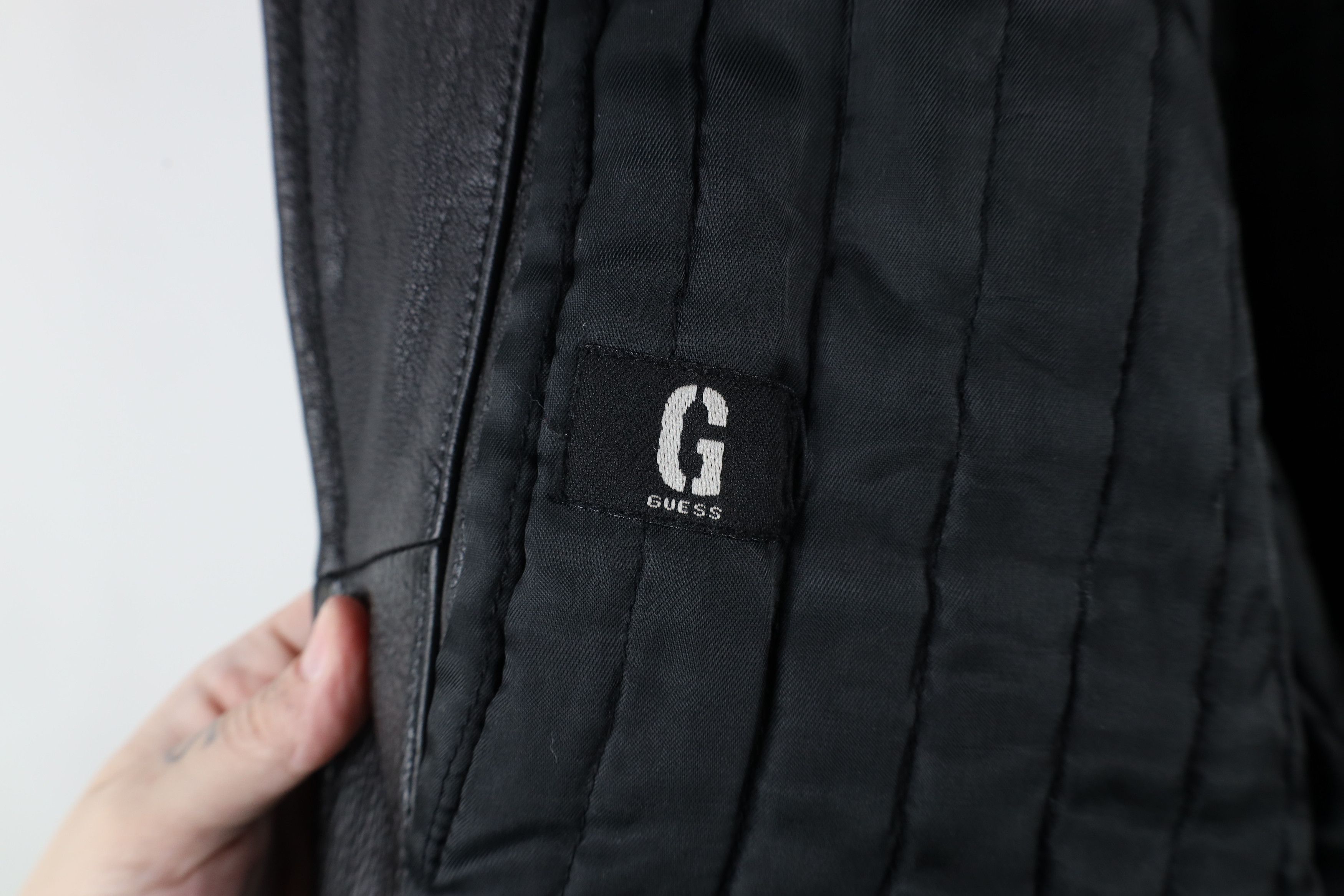 Guess × Vintage Vintage Y2K Guess Heavyweight Leather Collared Jacket Black Size US L / EU 52-54 / 3 - 9 Thumbnail