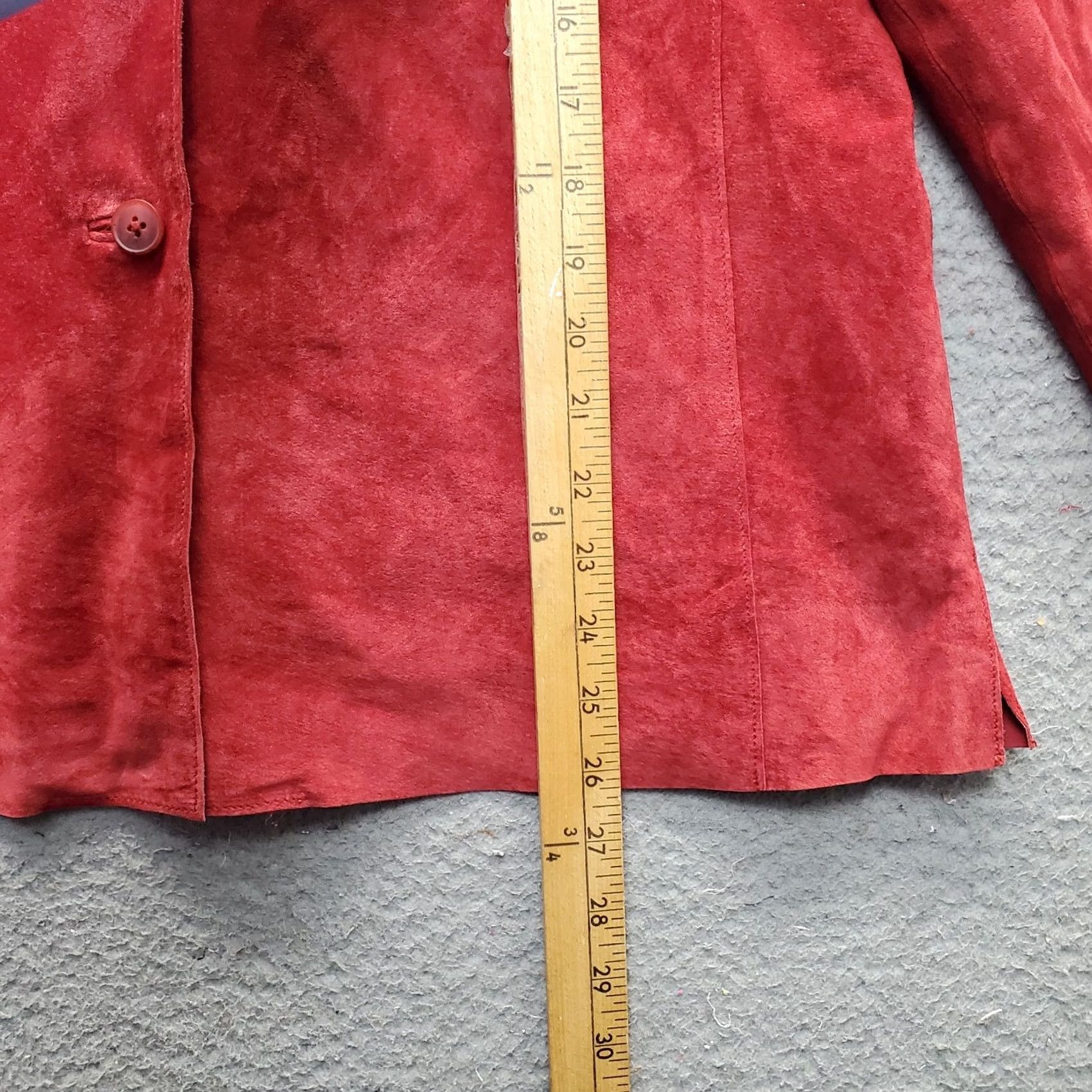 Vintage Valerie Stevens Shacket Women's L Red Leather Button Up Slit Sleeve Lined 100% Leather Casual Fall Winter Womens Size L Red Jacket Size L / US 10 / IT 46 - 3 Thumbnail