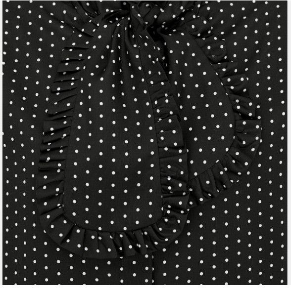 Dior o1w1db10924 Silk Ascot Blouse With Dots Motif in Black Size XS / US 0-2 / IT 36-38 - 3 Thumbnail