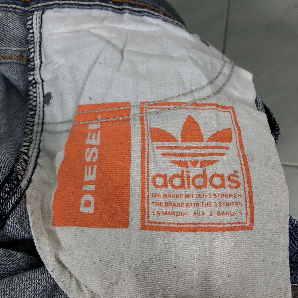 Adidas 🔥RARE DISTRESSED DENIM JEANS DIESEL X ADIDAS STREETWEAR Size US 30 / EU 46 - 17 Thumbnail