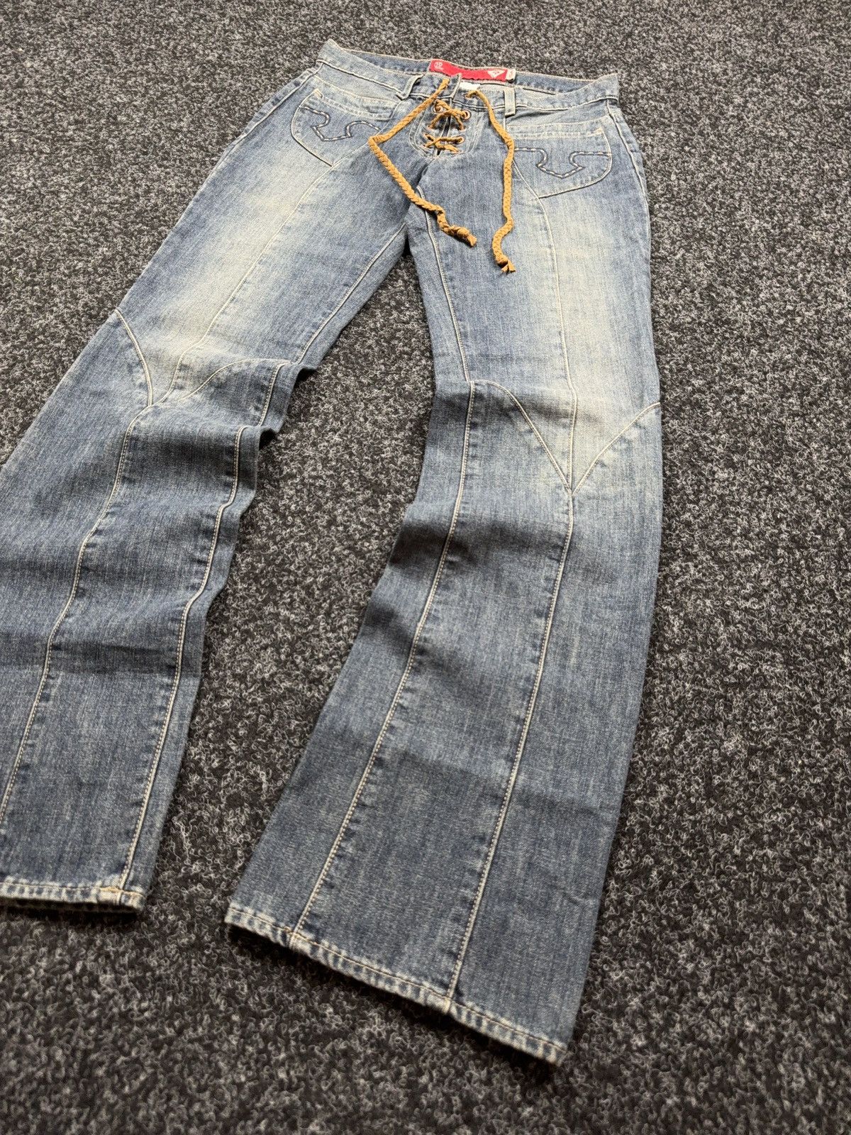 Guess Archive Y2K Guess Western USA Retro 00s Lace Up Denim Jeans Size 28" / US 6 / IT 42 - 3 Thumbnail