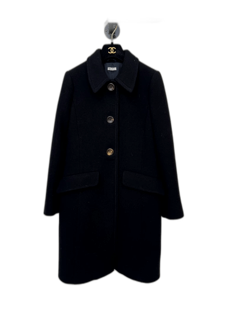 Prada Miumiu Wool Coat in Black Size 38 -2505 Size M / US 6-8 / IT 42-44 - 1 Thumbnail