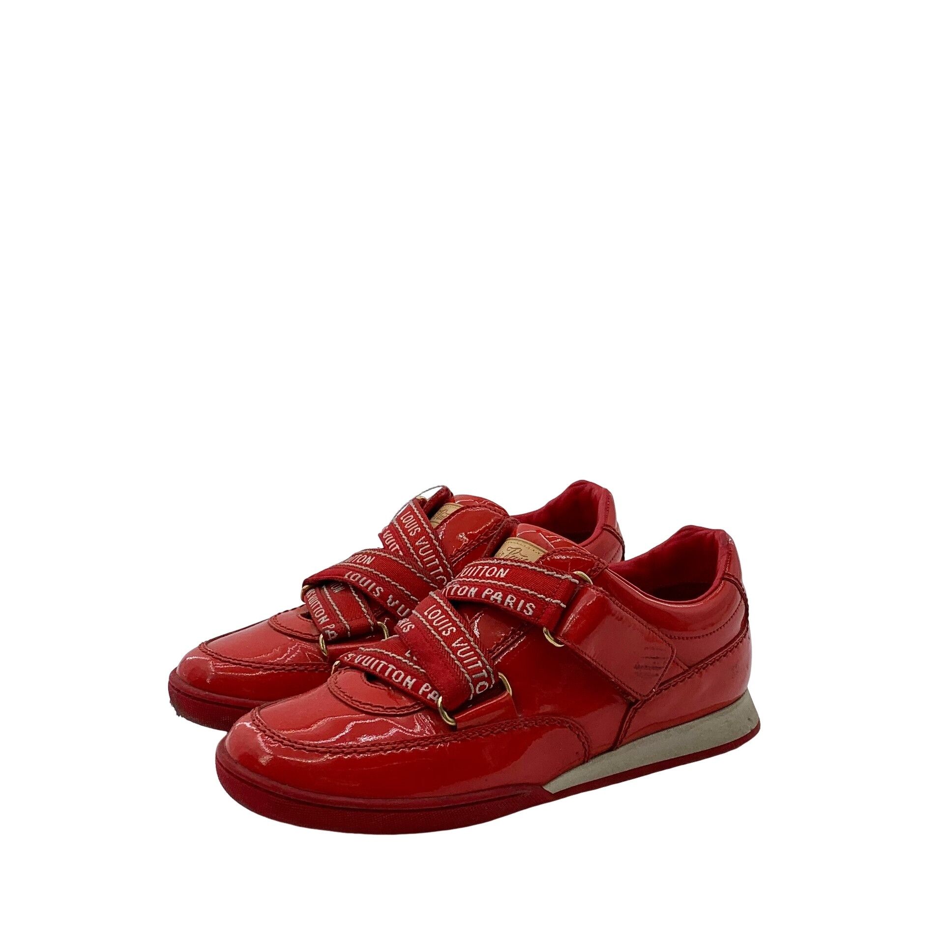Louis Vuitton Louis Vuitton Red Patent Leather Sneakers 34.5 Size US 4.5 / IT 34.5 - 1 Thumbnail