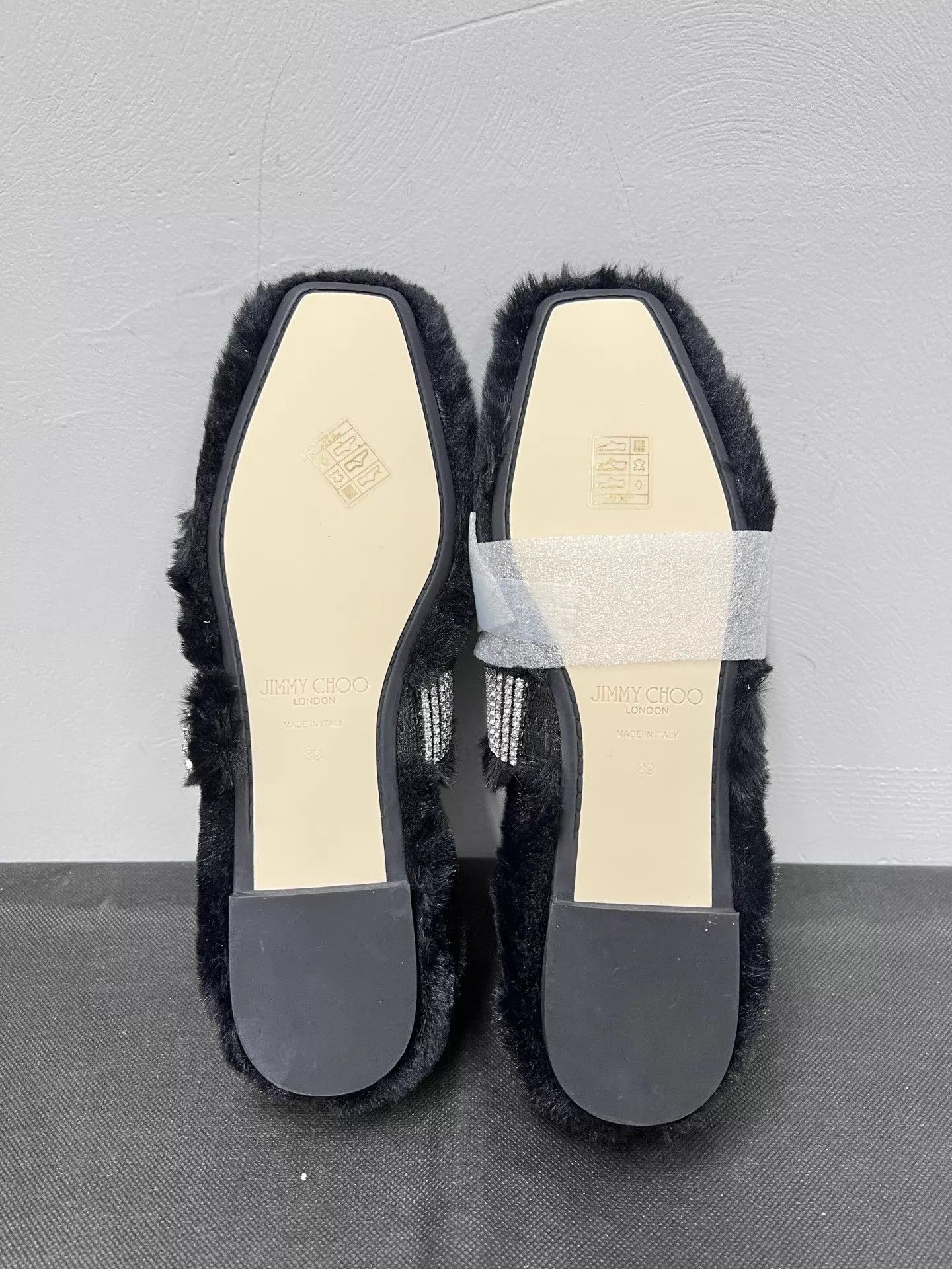 Jimmy Choo Jimmy Choo Black Lambskin Crystal Slip-On Flat MJ 39 NWT Size US 8.5 / IT 38.5 - 7 Thumbnail