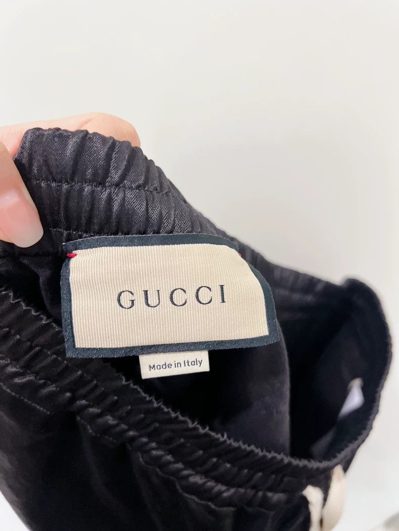 Gucci Gucci Popular red and green side striped black satin men's Size US 32 / EU 48 - 7 Thumbnail