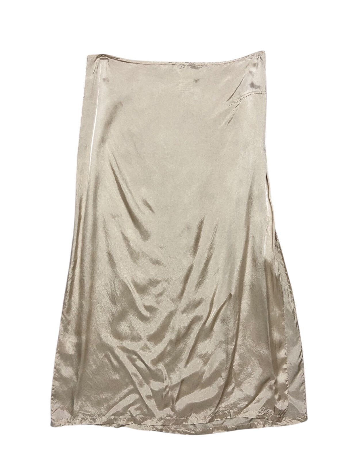 Designer × Dries Van Noten Dries Van Noten Gold Silk Midi Skirt Size 31" - 1 Thumbnail