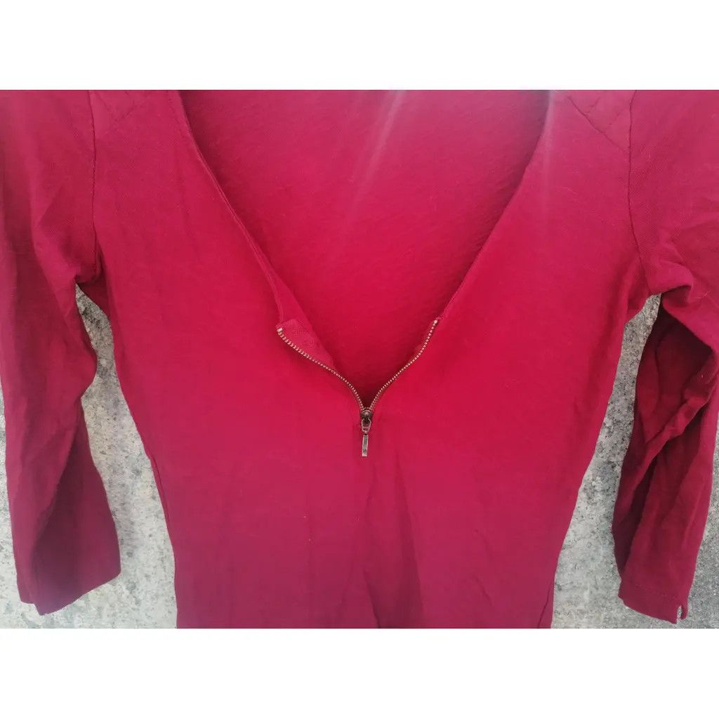 Other NAF NAF Deep Red Zip-Front Top (XS) Size XS / US 0-2 / IT 36-38 - 4 Thumbnail