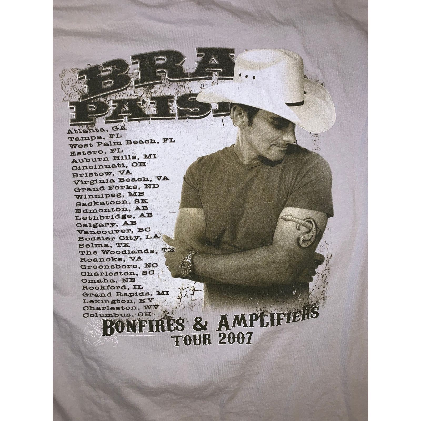 Band Tees Brad Paisley 2007 Tour T Shirt Bonfires Amplifiers L Country Size US L / EU 52-54 / 3 - 2 Thumbnail