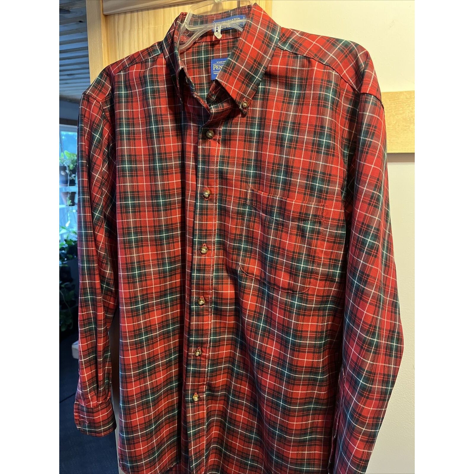 Pendleton Pendleton Sir Men’s M Red green Plaid Button Down Wool Shirt Size US M / EU 48-50 / 2 - 6 Thumbnail