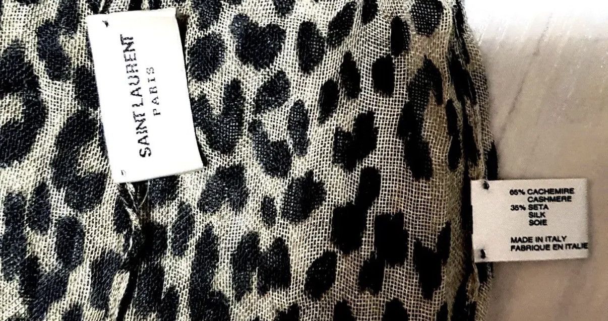 Saint Laurent Paris Saint laurent 13FW leopard cashmere silk scarf sz free Size ONE SIZE - 5 Thumbnail