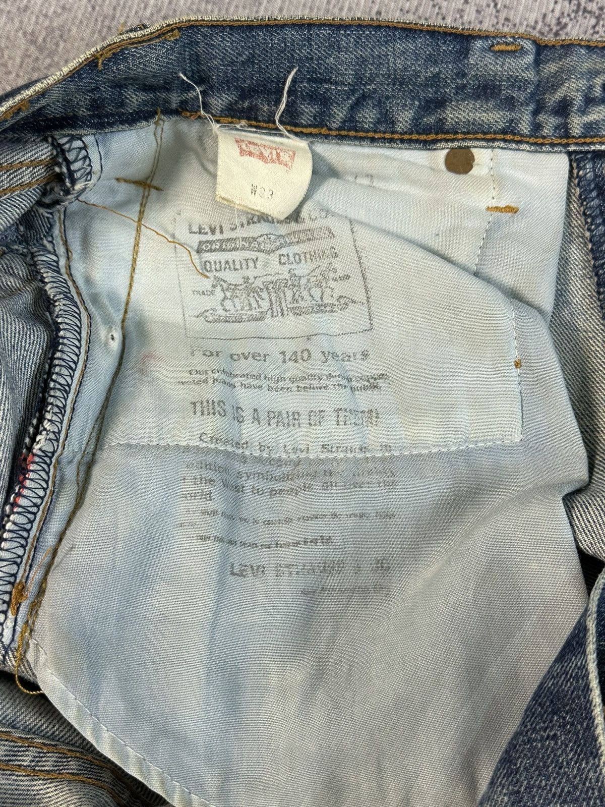 Kapital Vintage Levis 501 Button J22 Selvedge Distressed Denim Jeans Size US 27 - 14 Thumbnail