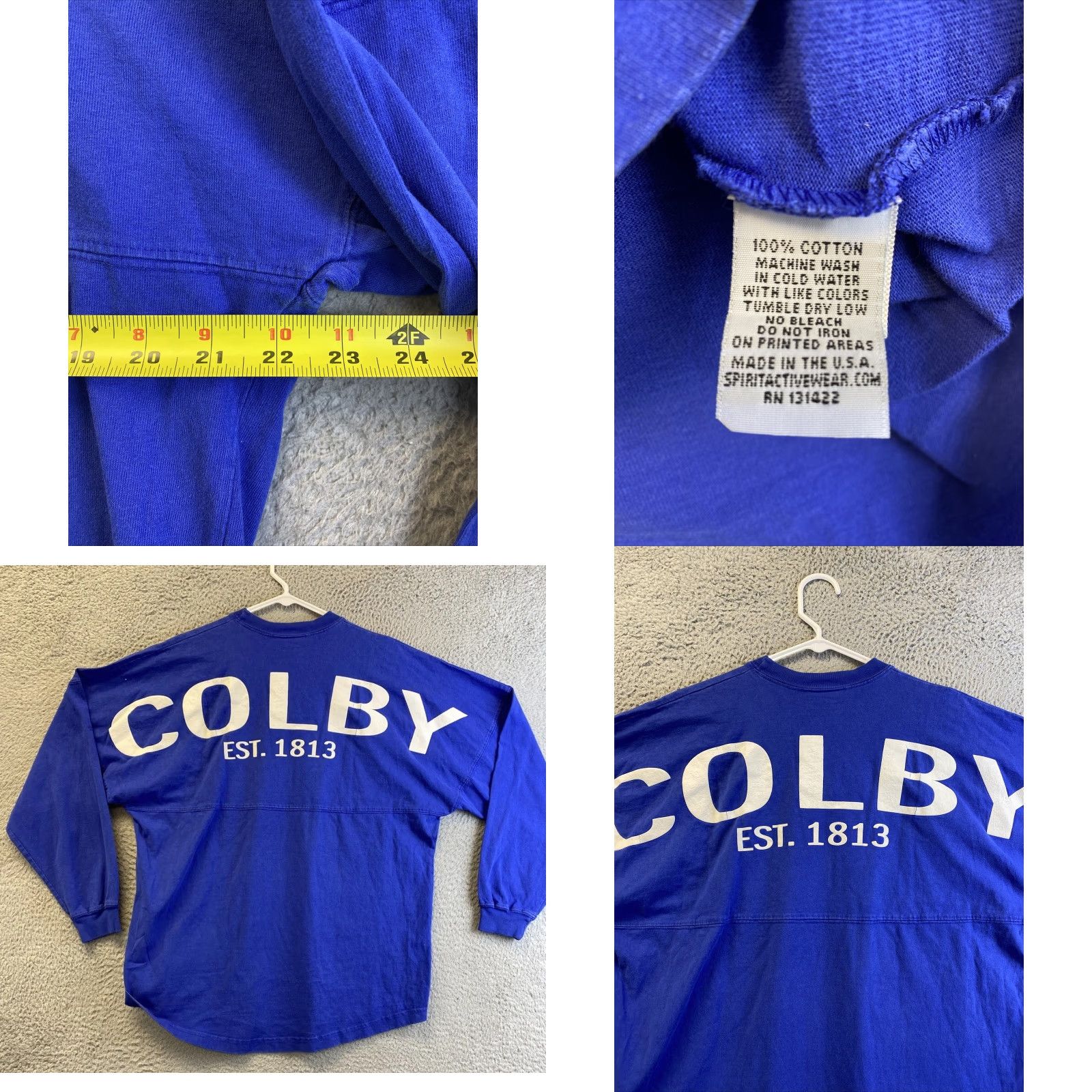 ESPIRIT VINTAGE Spirit Jersey COLBY T-Shirt Women's Medium Long Sleeve Blue Casual Sports 80s Womens Size M / US 6-8 / IT 42-44 - 8 Thumbnail
