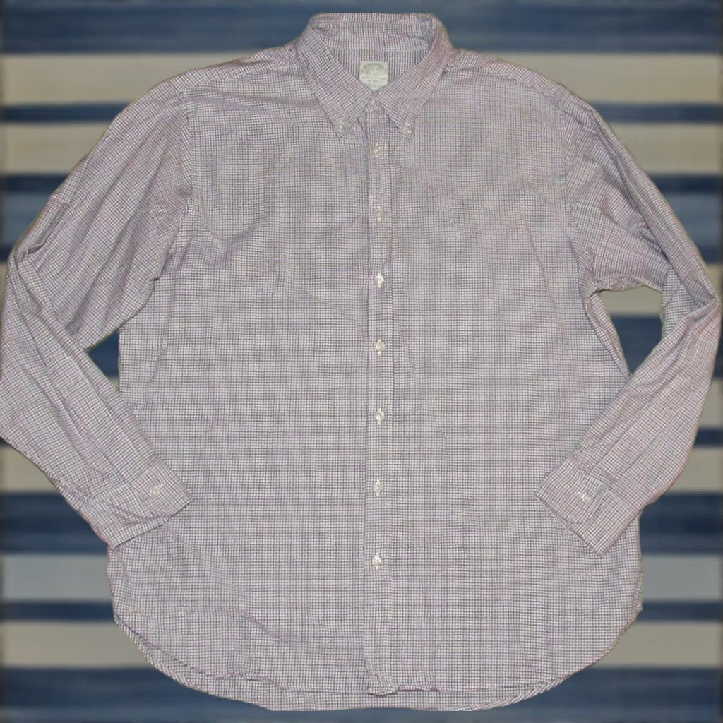 Brooks Brothers BROOKS BROTHERS White Check Long Sleeve Button Down Shirt Made In USA 17.5-34 Shirt Mens XS Size US XXL / EU 58 / 5 - 1 Thumbnail