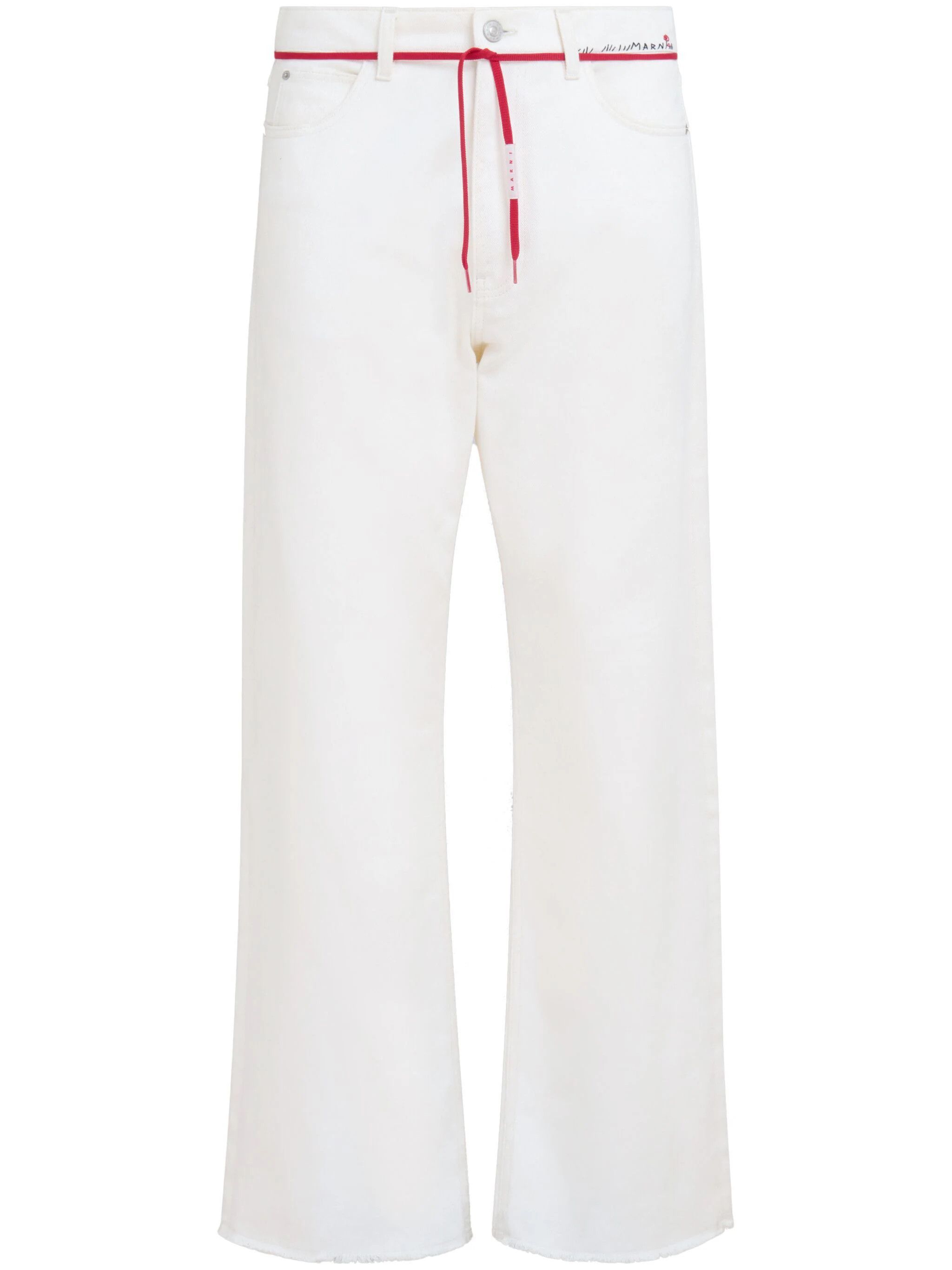 Image of Marni Tie-Waist Straight-Leg Jeans in White, Men's (Size 36)