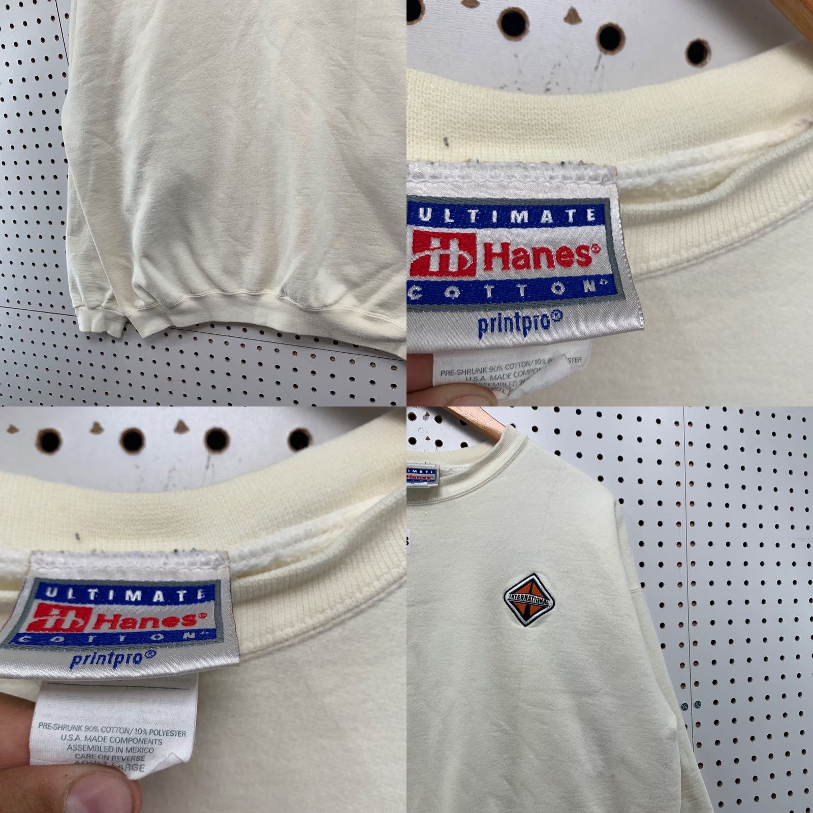 Hanes VINTAGE International Truck Crewneck Sweatshirt Mens Large Beige Fleece USA Size US L / EU 52-54 / 3 - 8 Thumbnail
