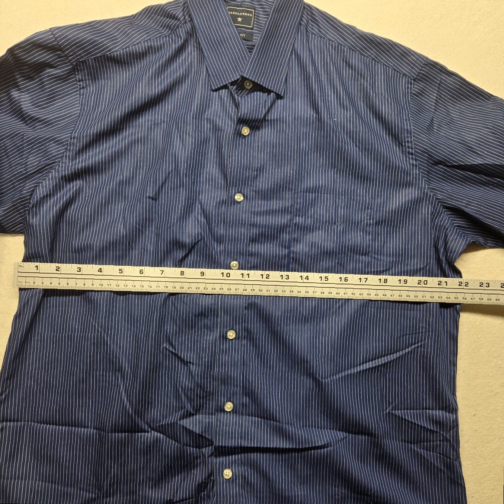 Vintage Saddlebred Shirt Button-Up Mens 16 Blue Striped Slim Fit Long Sleeve Casual Button-Down Collared 16.5 Size US L / EU 52-54 / 3 - 5 Thumbnail