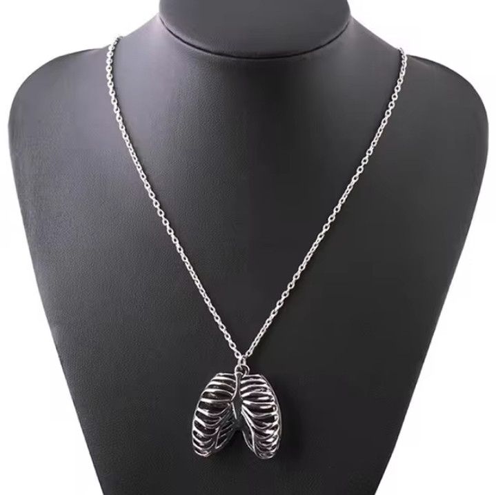 Other Chunky Punk Goth Human Ribs Skeleton bones Necklace Choker Size ONE SIZE - 3 Thumbnail