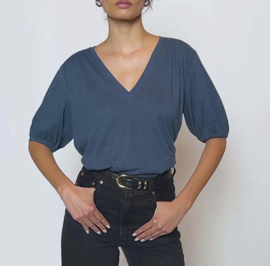 Nation LTD Nation LTD Eddie Shirred Shoulder Top Midnight Navy ( S ) Size S / US 4 / IT 40 - 3 Thumbnail