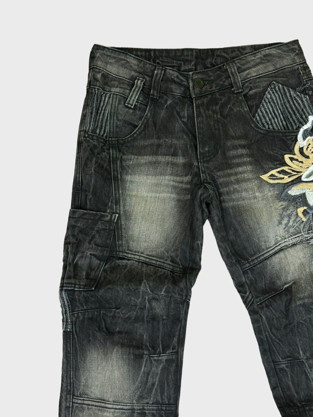 If Six Was Nine i2N Jeans Floral Motive Embroidered Acid Wash Denim Size US 28 / EU 44 - 4 Thumbnail