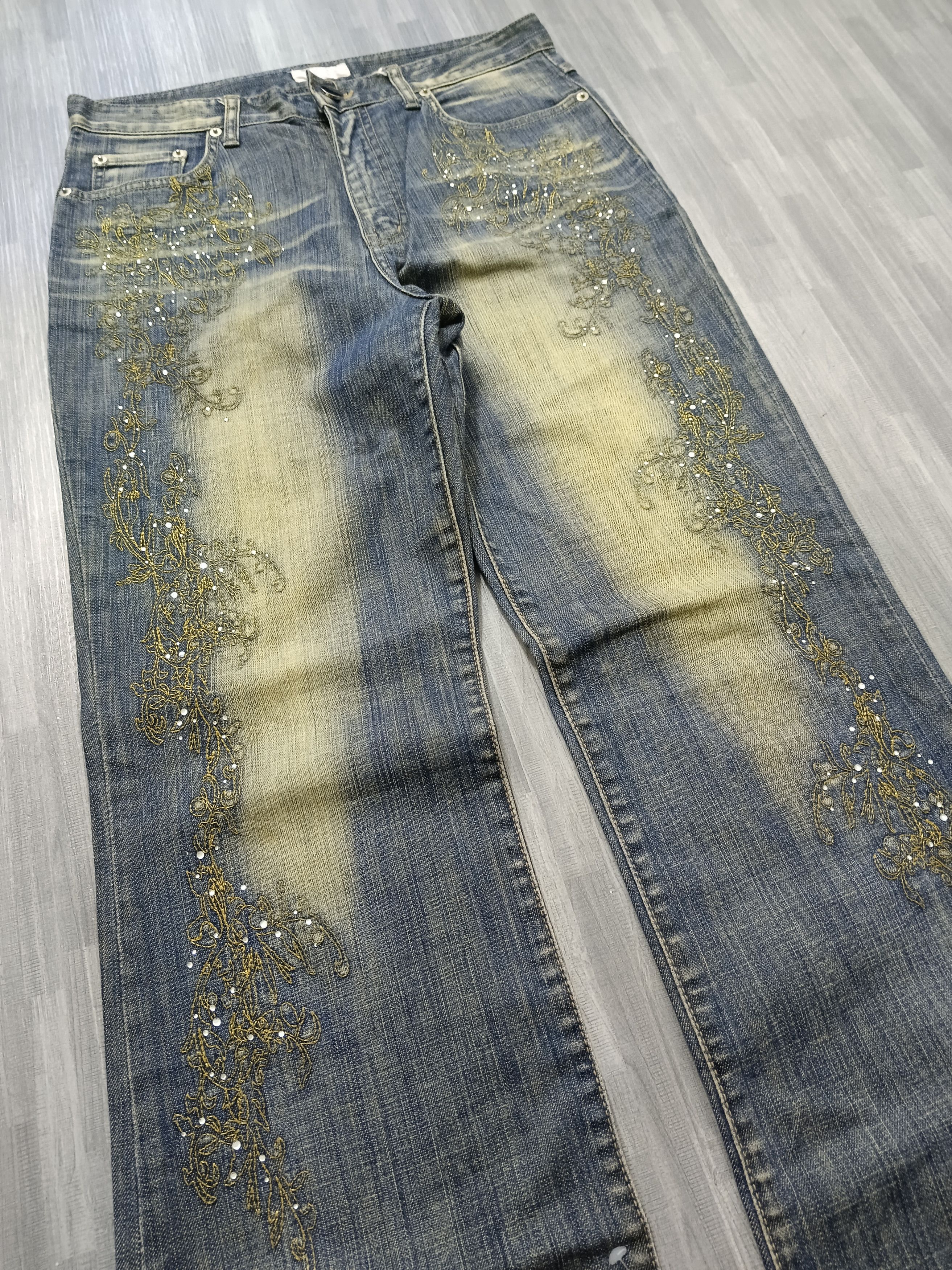 Japanese Brand RUSTY FLARE SWAROVSKI AR-DI-LA DENIM PANTS Size US 31 - 6 Thumbnail