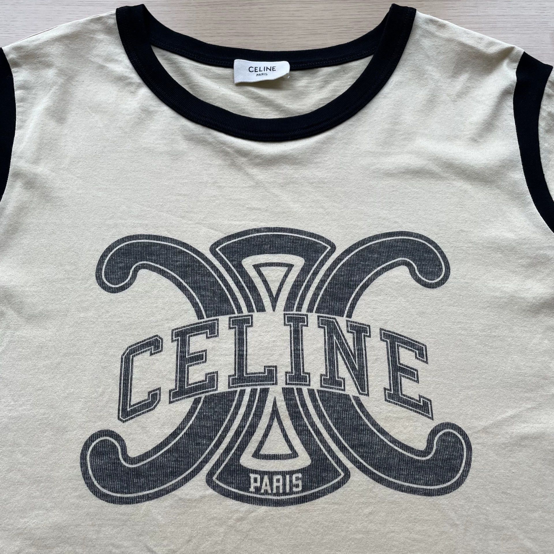 Celine CELINE Womens Contrast Logo Print Yellow S Tee 99N Size S / US 4 / IT 40 - 3 Thumbnail