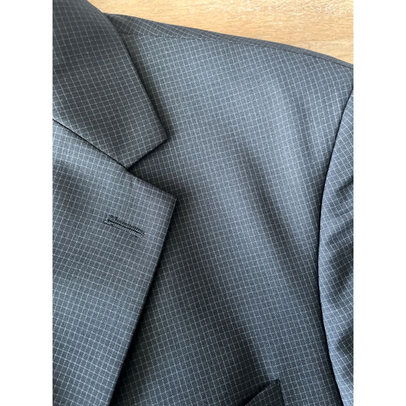 Vintage Paul Fredrick Black/Gray Grid Check Sport Coat Jacket Mens 42L Blazer 100% Wool Size 42R - 4 Thumbnail